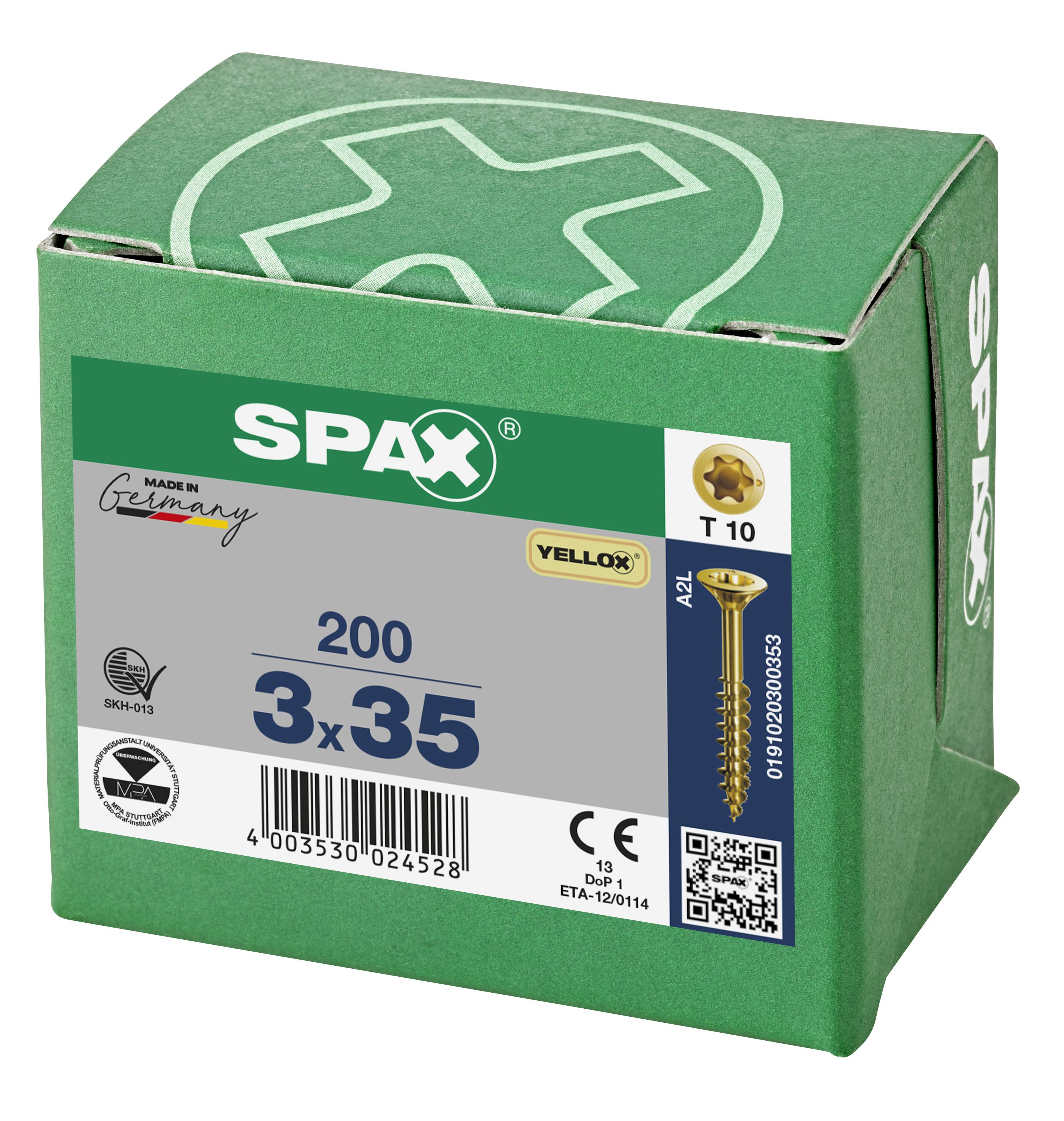 CABEZA PLANA SPAX-S NERVIOS DE FRENADO T-STAR PLUS T10 ROSCA PARCIAL YELLOX 200 UD.