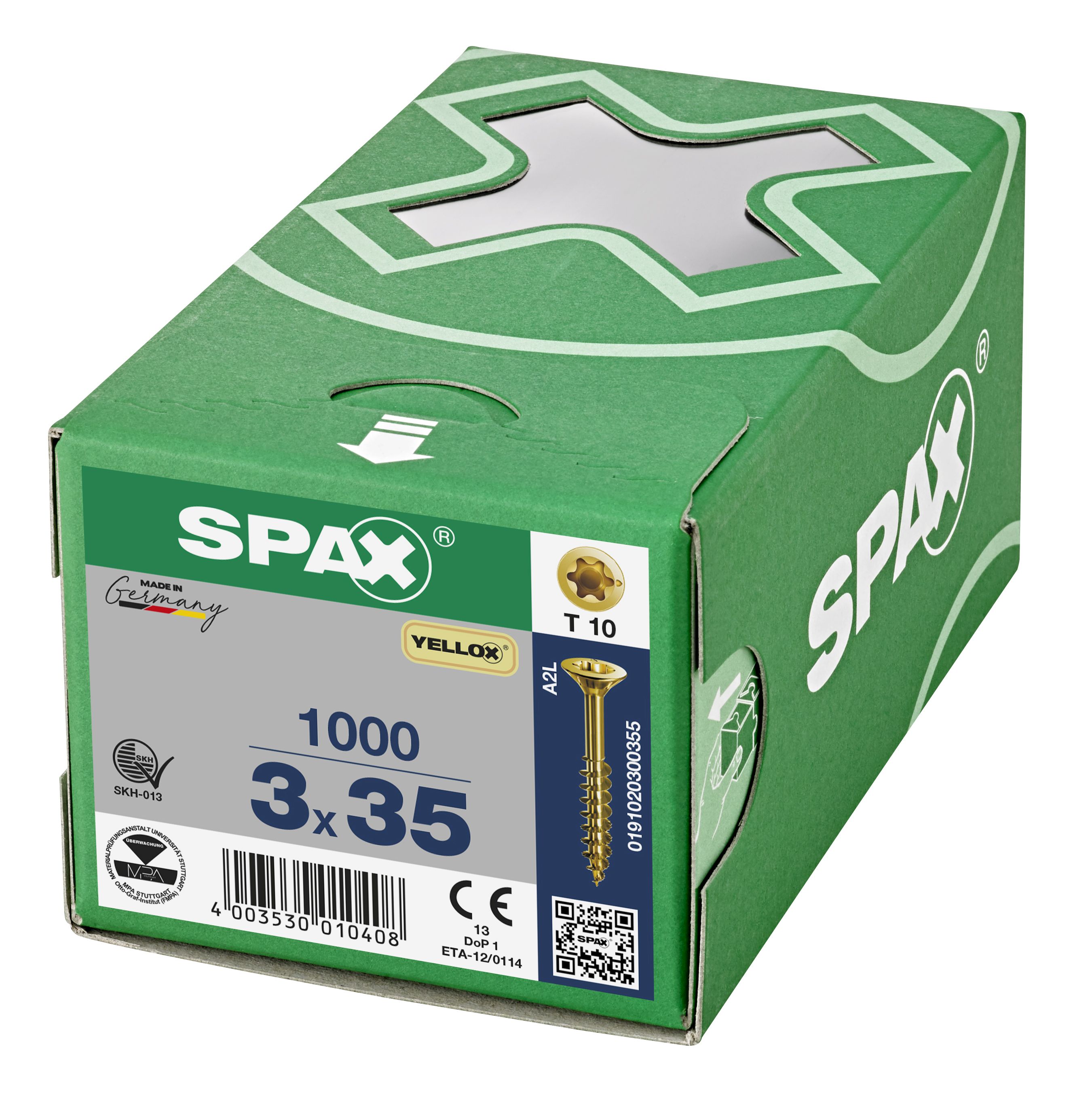 CABEZA PLANA SPAX-S NERVIOS DE FRENADO T-STAR PLUS T10 ROSCA PARCIAL YELLOX 1000 UD.
