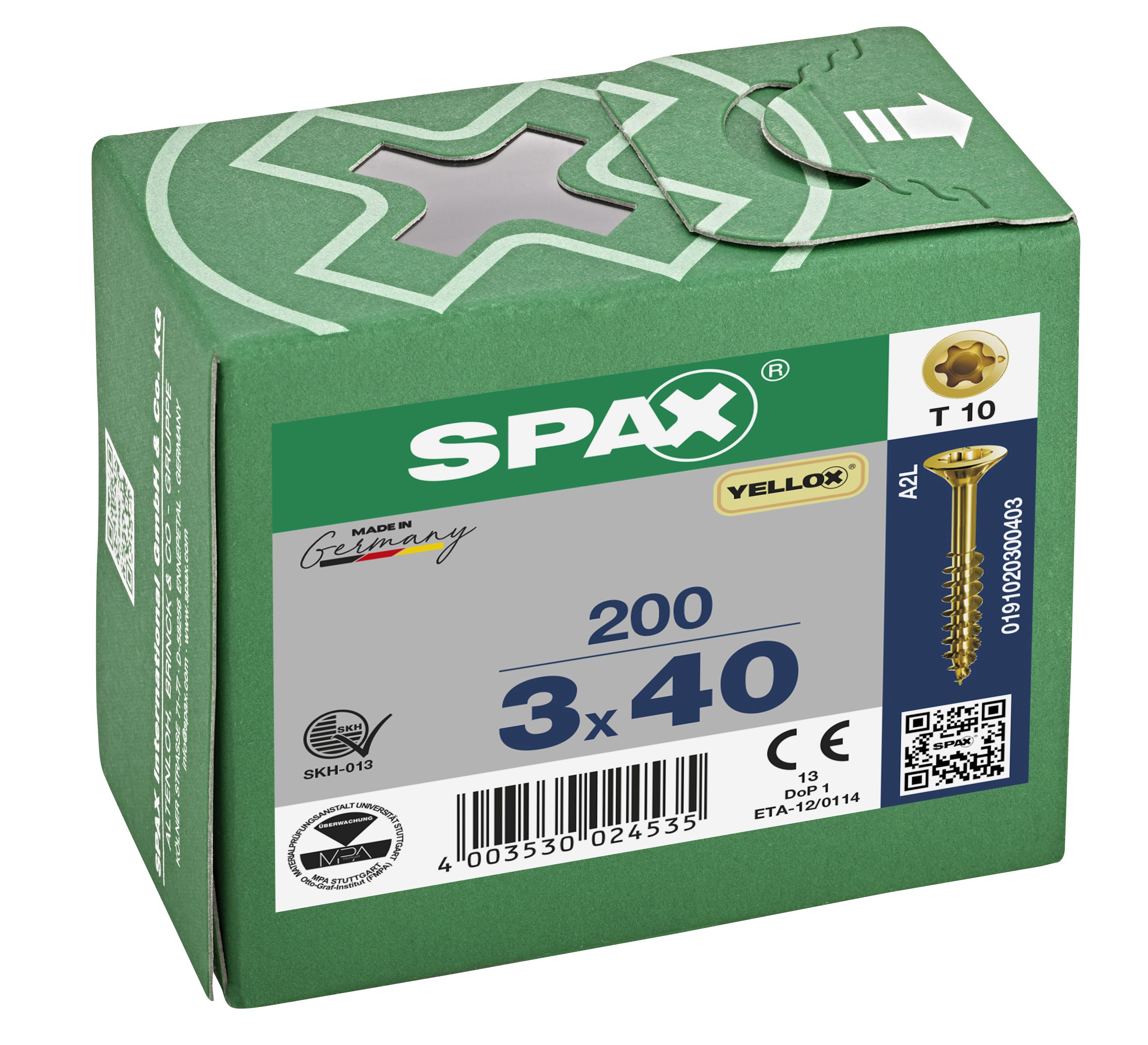 CABEZA PLANA SPAX-S NERVIOS DE FRENADO T-STAR PLUS T10 ROSCA PARCIAL YELLOX 200 UD.