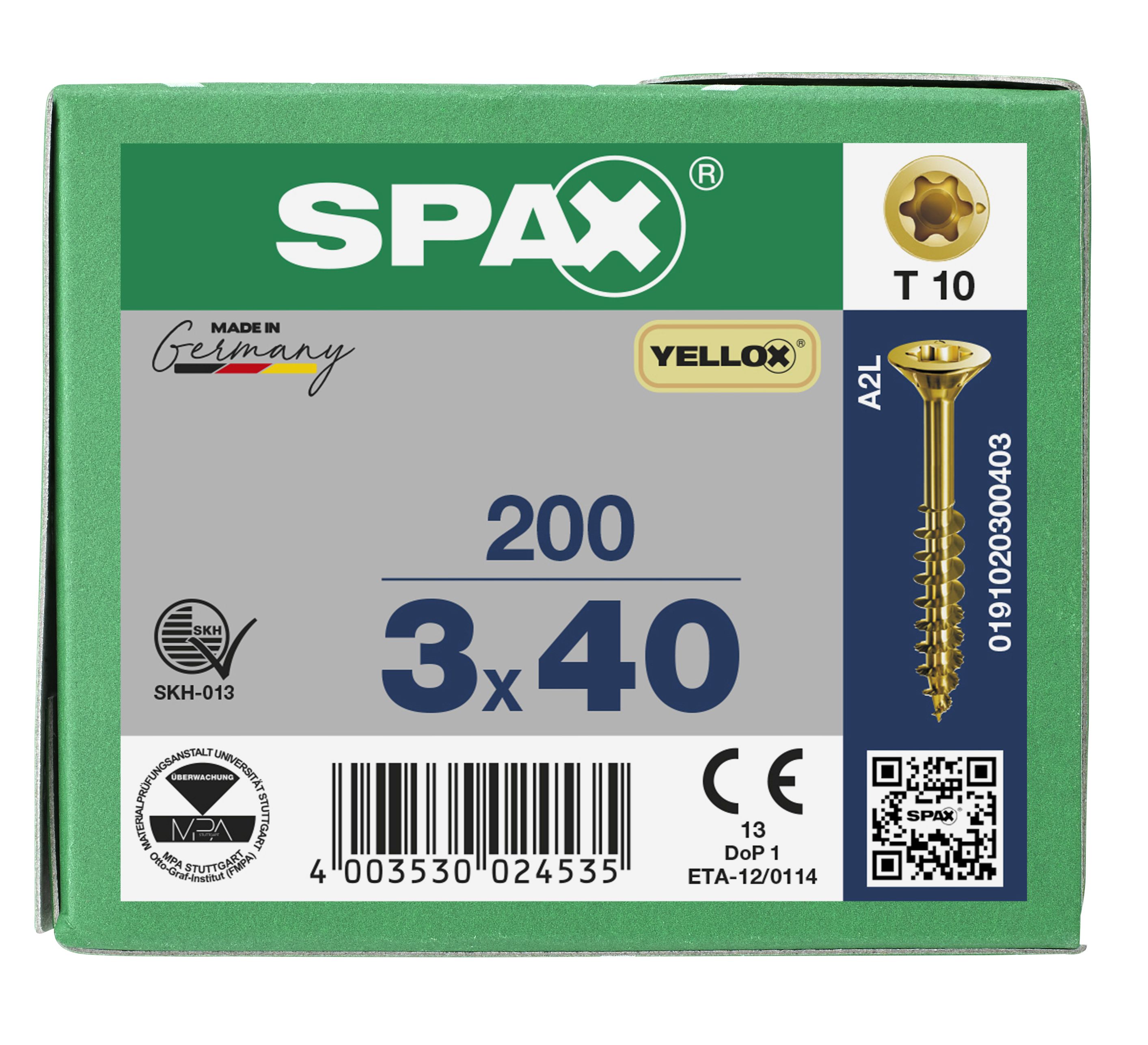 CABEZA PLANA SPAX-S NERVIOS DE FRENADO T-STAR PLUS T10 ROSCA PARCIAL YELLOX 200 UD.