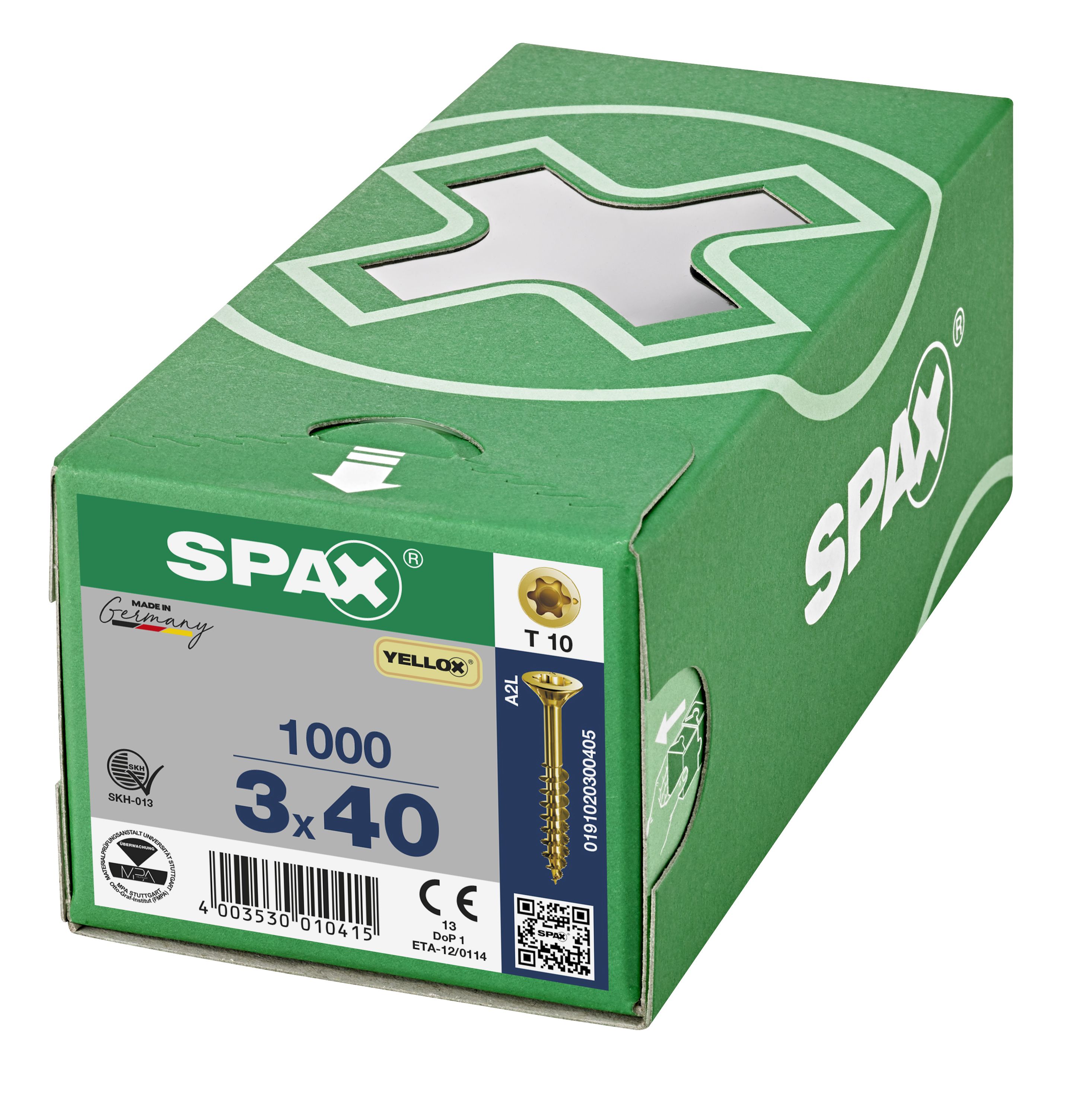 CABEZA PLANA SPAX-S NERVIOS DE FRENADO T-STAR PLUS T10 ROSCA PARCIAL YELLOX 1000 UD.