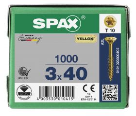 CABEZA PLANA SPAX-S NERVIOS DE FRENADO T-STAR PLUS T10 ROSCA PARCIAL YELLOX 1000 UD.