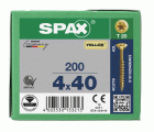 CABEZA MÚLTIPLE PLANA SPAX T-STAR PLUS T20 ROSCA PARCIAL YELLOX 200 UD.