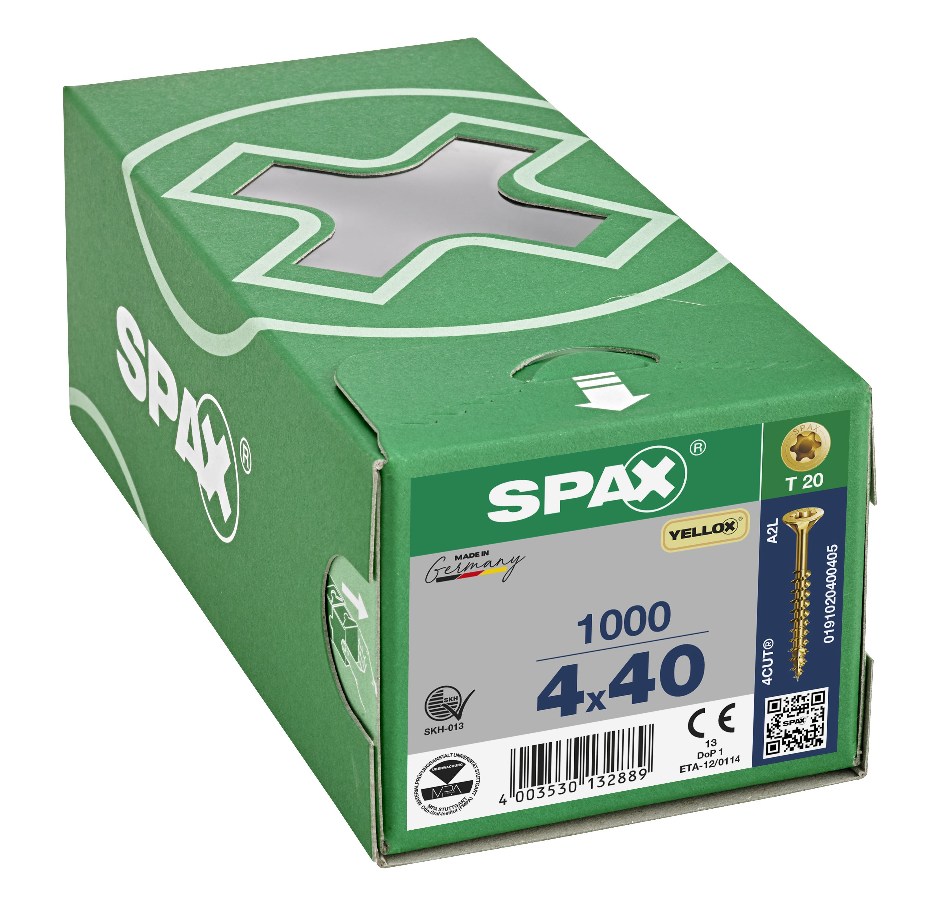 CABEZA MÚLTIPLE PLANA SPAX T-STAR PLUS T20 ROSCA PARCIAL YELLOX 1000 UD.