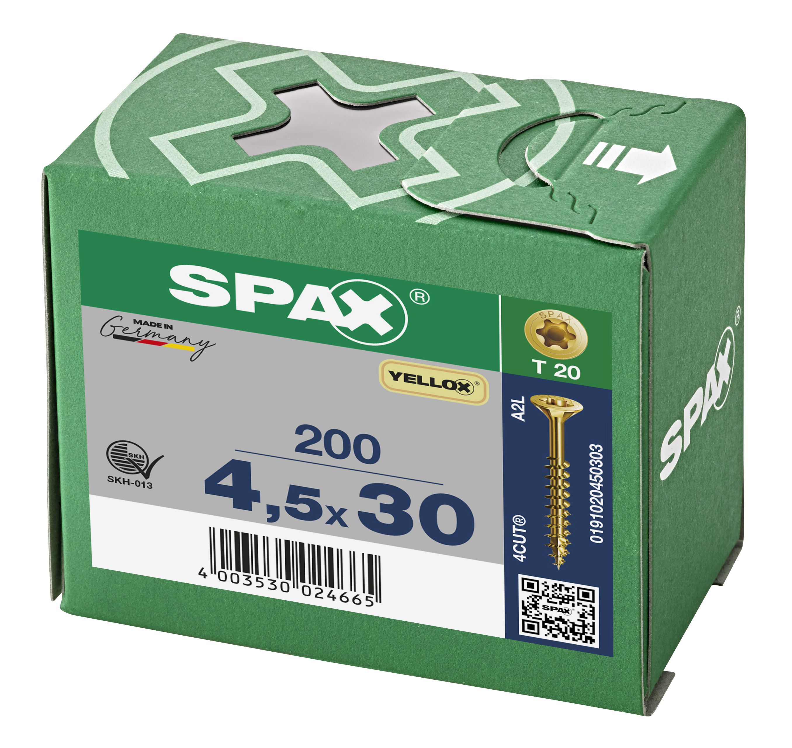 CABEZA MÚLTIPLE PLANA SPAX T-STAR PLUS T20 ROSCA PARCIAL YELLOX 200 UD.