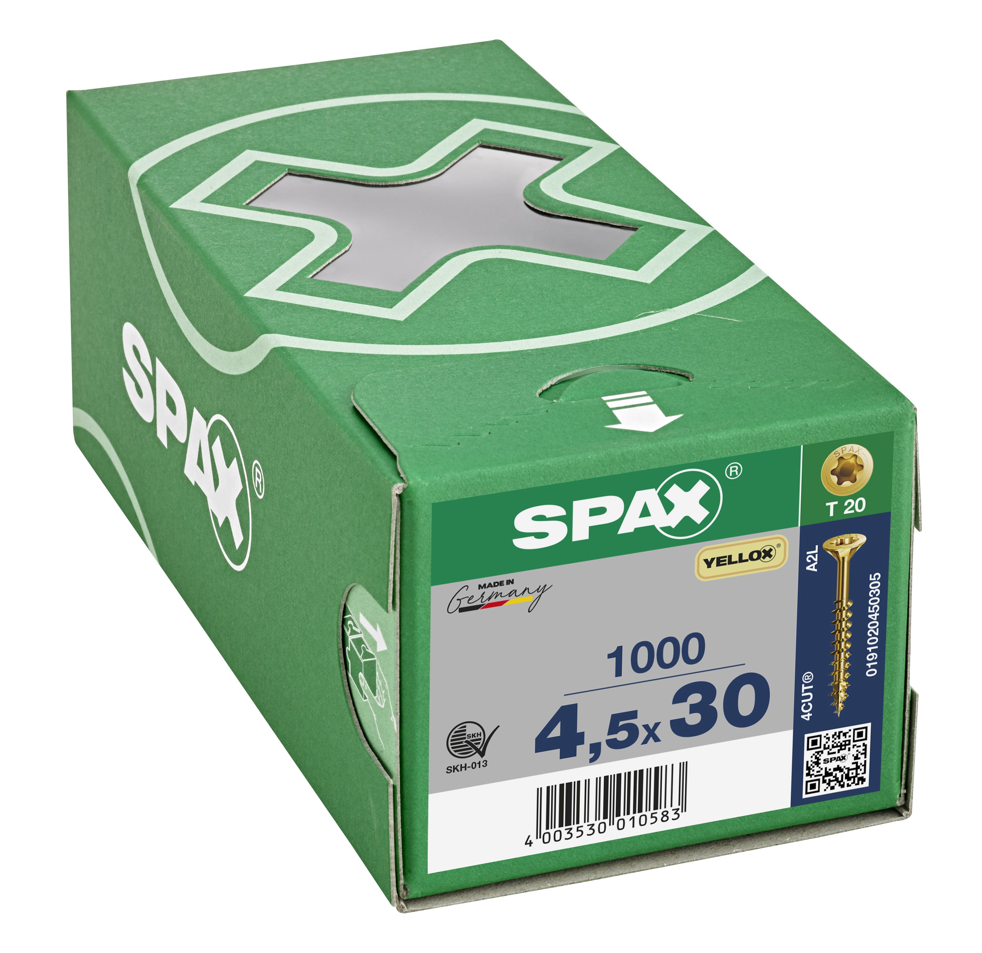 CABEZA MÚLTIPLE PLANA SPAX T-STAR PLUS T20 ROSCA PARCIAL YELLOX 1000 UD.