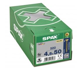 CABEZA MÚLTIPLE PLANA SPAX T-STAR PLUS T20 ROSCA PARCIAL YELLOX 500 UD.