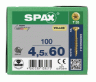 CABEZA MÚLTIPLE PLANA SPAX T-STAR PLUS T20 ROSCA PARCIAL YELLOX 100 UD.