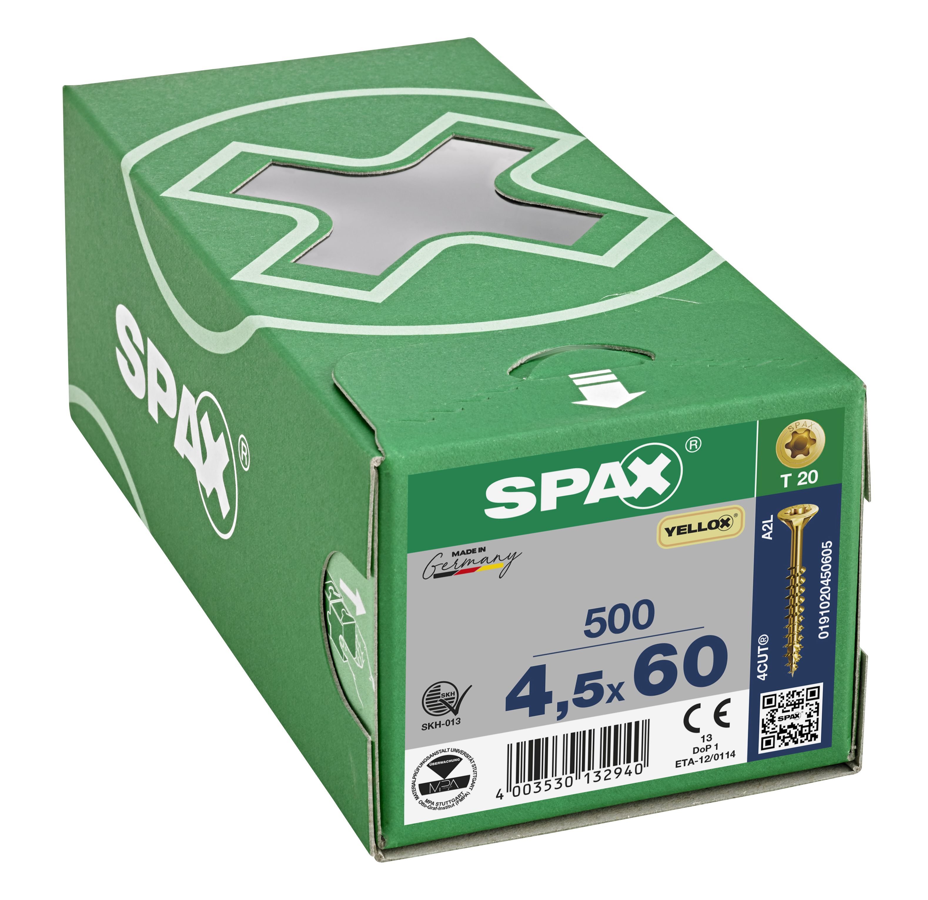CABEZA MÚLTIPLE PLANA SPAX T-STAR PLUS T20 ROSCA PARCIAL YELLOX 500 UD.