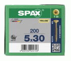 CABEZA MÚLTIPLE PLANA SPAX T-STAR PLUS T20 ROSCA PARCIAL YELLOX 200 UD.