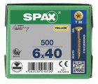 CABEZA MÚLTIPLE PLANA SPAX T-STAR PLUS T30 ROSCA PARCIAL YELLOX 500 UD.