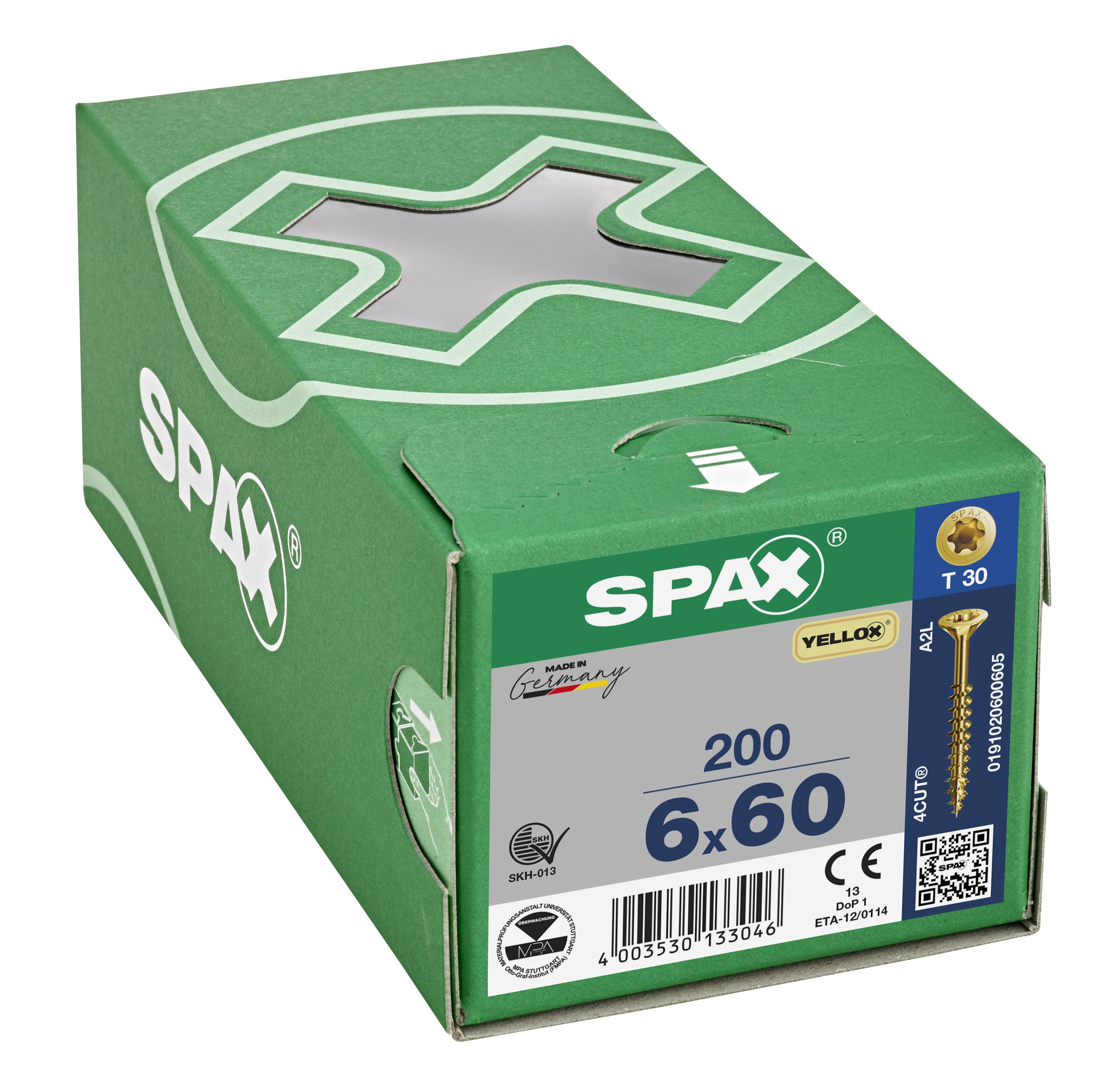 CABEZA MÚLTIPLE PLANA SPAX T-STAR PLUS T30 ROSCA PARCIAL YELLOX 200 UD.