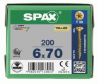 CABEZA MÚLTIPLE PLANA SPAX T-STAR PLUS T30 ROSCA PARCIAL YELLOX 200 UD.