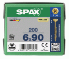 CABEZA MÚLTIPLE PLANA SPAX T-STAR PLUS T30 ROSCA PARCIAL YELLOX 200 UD.