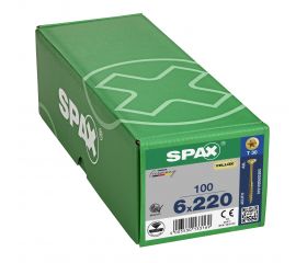 CABEZA MÚLTIPLE PLANA SPAX T-STAR PLUS T30 ROSCA PARCIAL 4CUT YELLOX 100 UD.