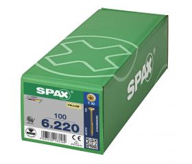 CABEZA MÚLTIPLE PLANA SPAX T-STAR PLUS T30 ROSCA PARCIAL 4CUT YELLOX 100 UD.