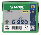 CABEZA MÚLTIPLE PLANA SPAX T-STAR PLUS T30 ROSCA PARCIAL 4CUT YELLOX 100 UD.