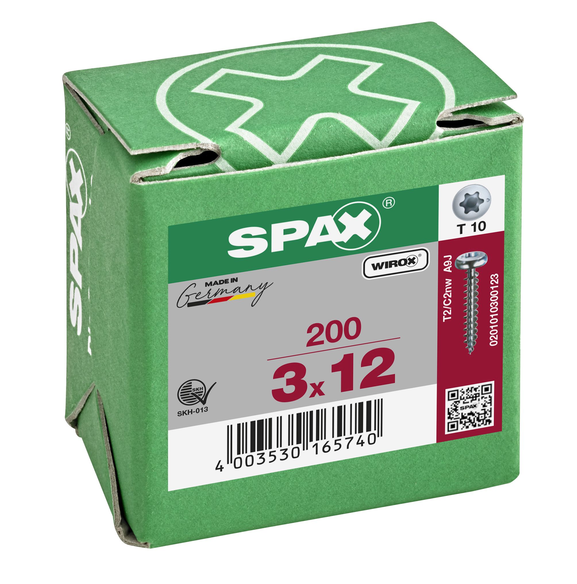 CABEZA REDONDA SPAX-S T-STAR PLUS T10 ROSCA COMPLETA WIROX 200 UD.