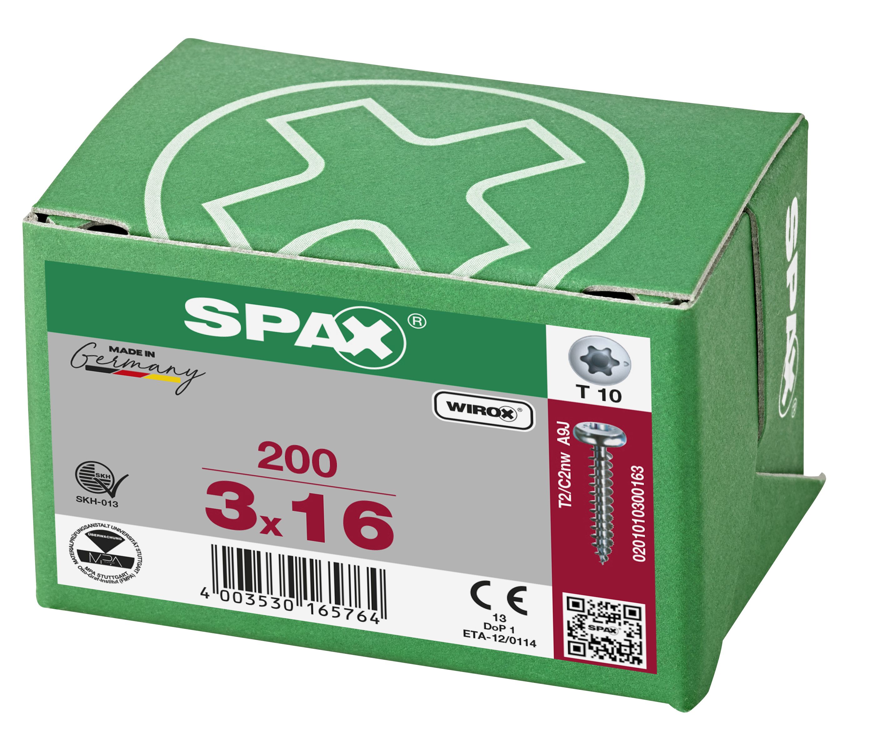 CABEZA REDONDA SPAX-S T-STAR PLUS T10 ROSCA COMPLETA WIROX 200 UD.
