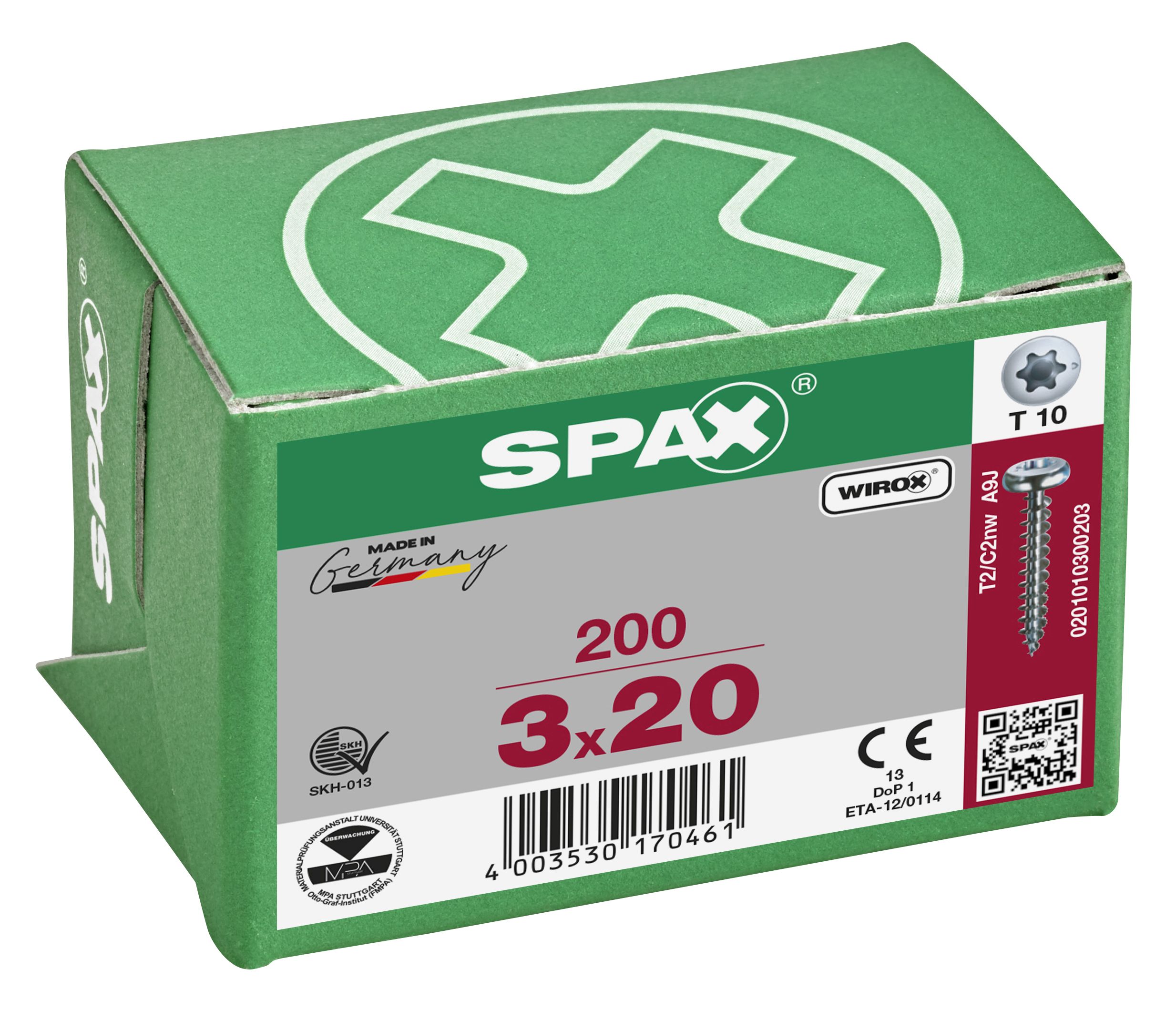 CABEZA REDONDA SPAX-S T-STAR PLUS T10 ROSCA COMPLETA WIROX 200 UD.