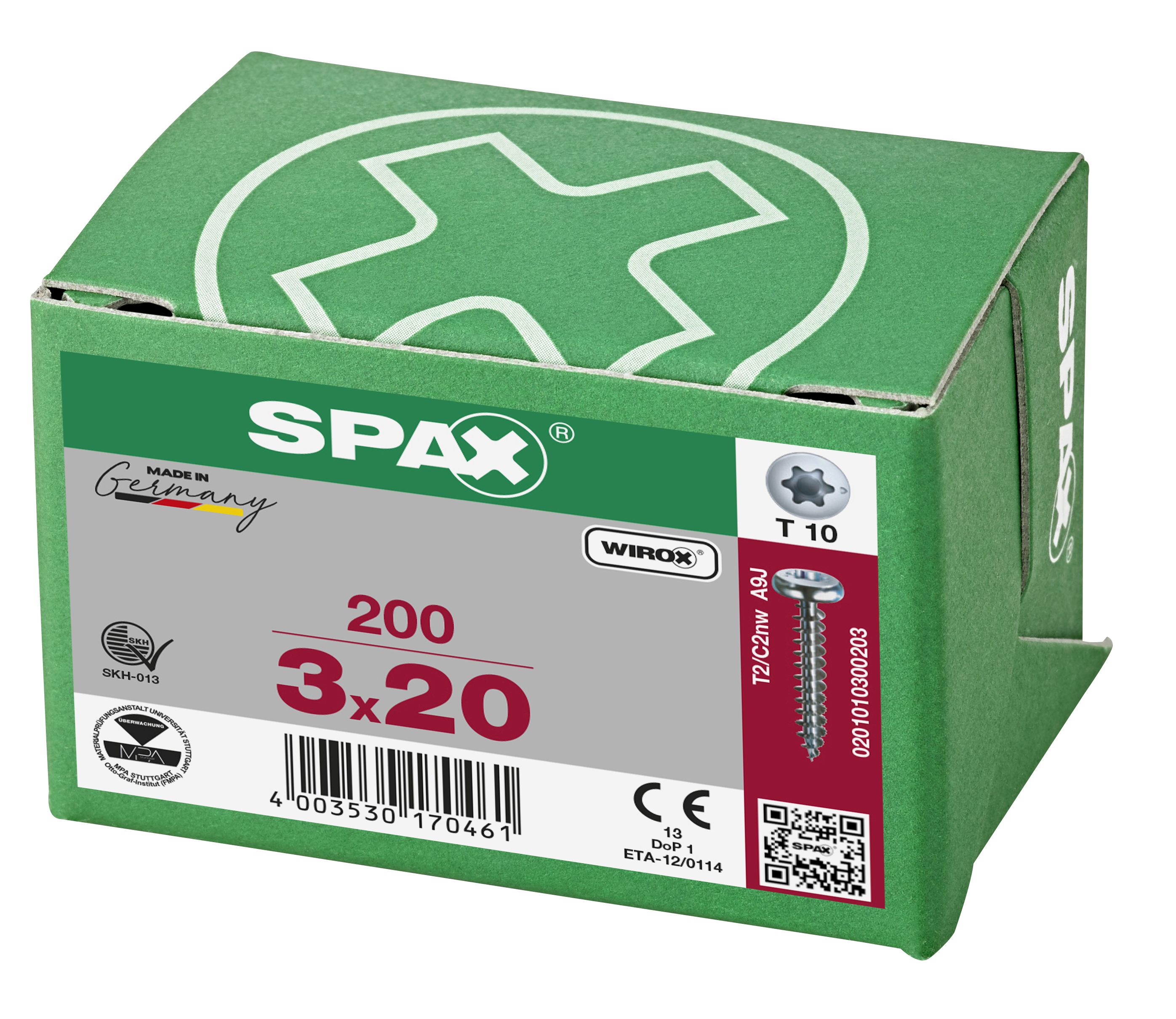 CABEZA REDONDA SPAX-S T-STAR PLUS T10 ROSCA COMPLETA WIROX 200 UD.