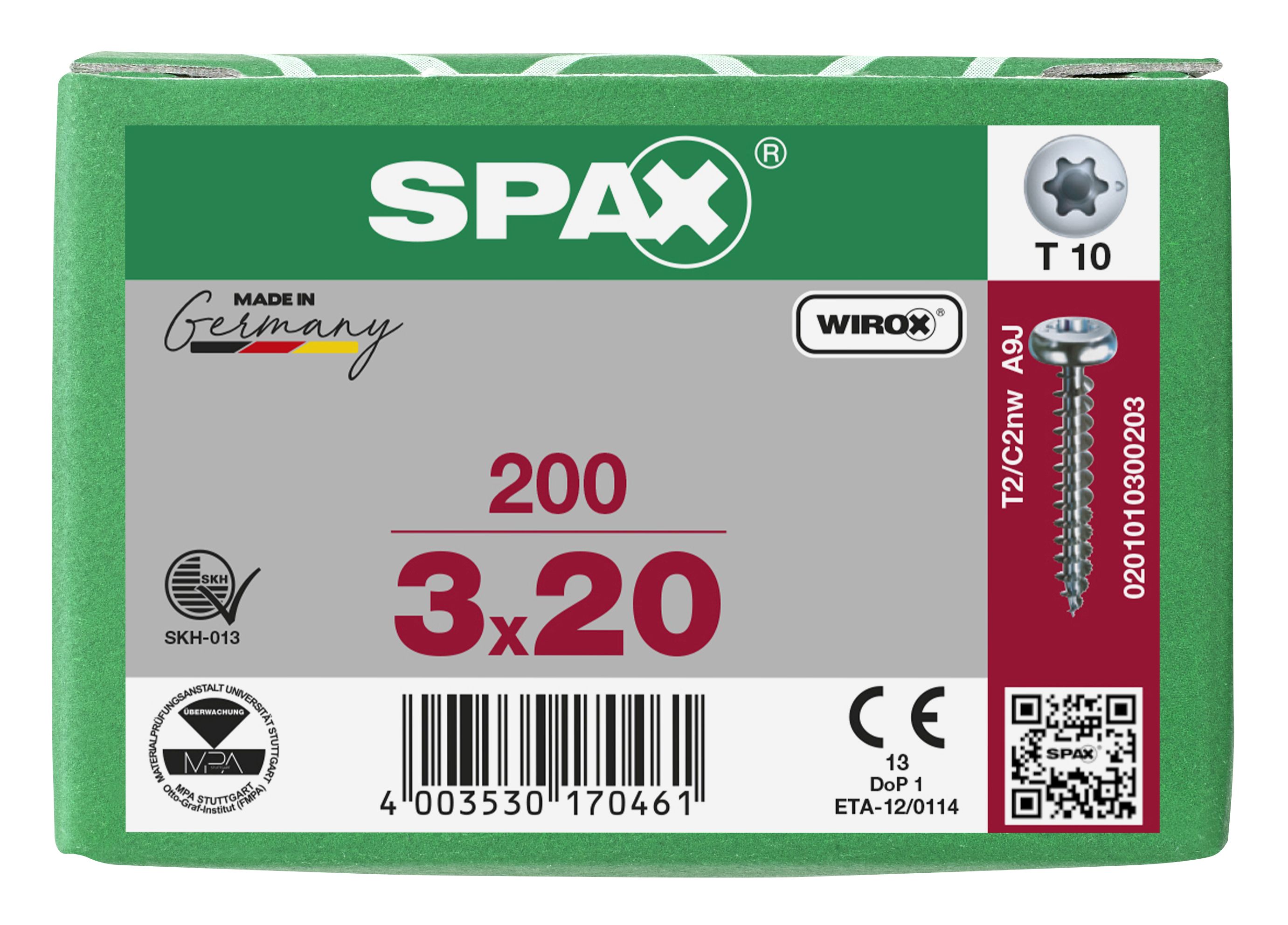 CABEZA REDONDA SPAX-S T-STAR PLUS T10 ROSCA COMPLETA WIROX 200 UD.