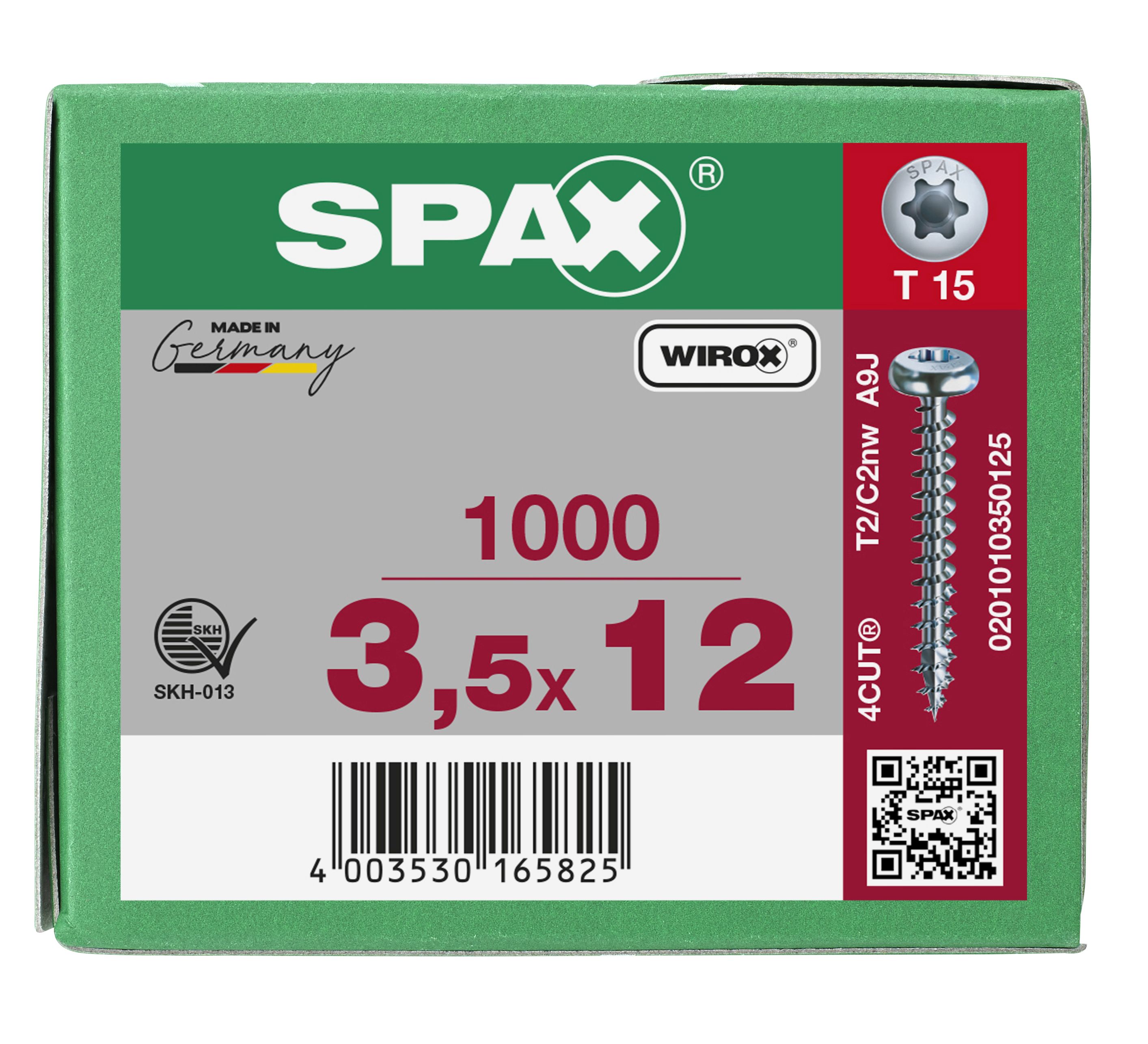 CABEZA REDONDA SPAX T-STAR PLUS T15 ROSCA COMPLETA WIROX 1000 UD.