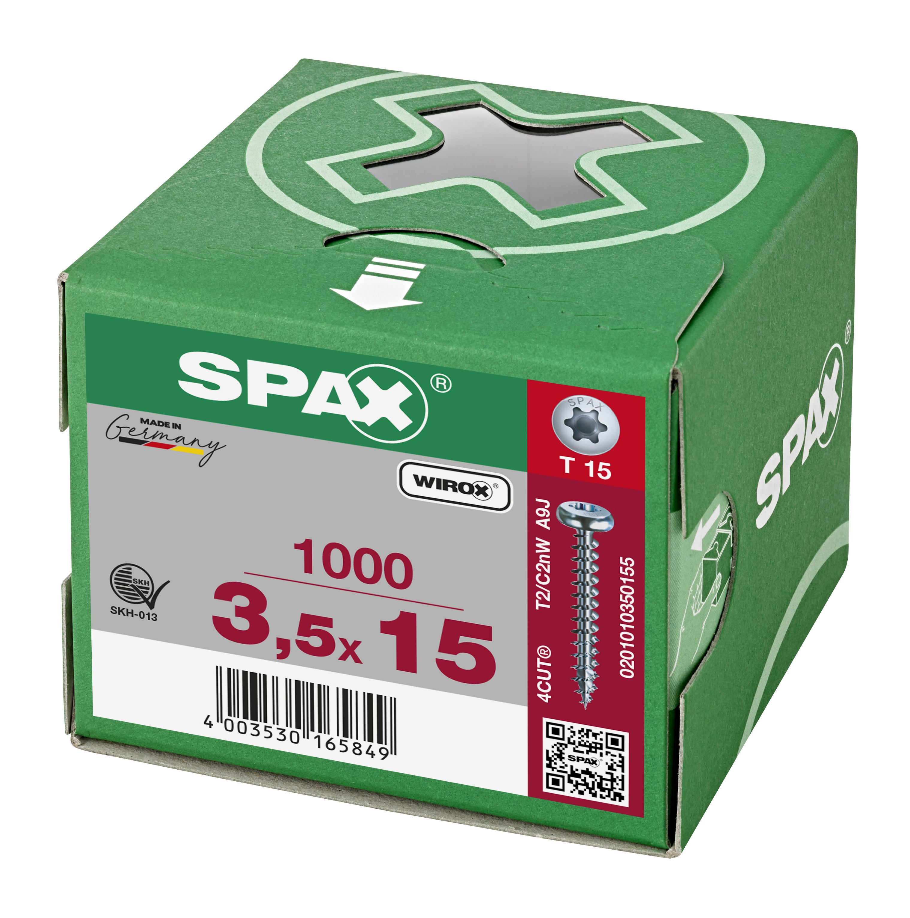 CABEZA REDONDA SPAX T-STAR PLUS T15 ROSCA COMPLETA WIROX 1000 UD.
