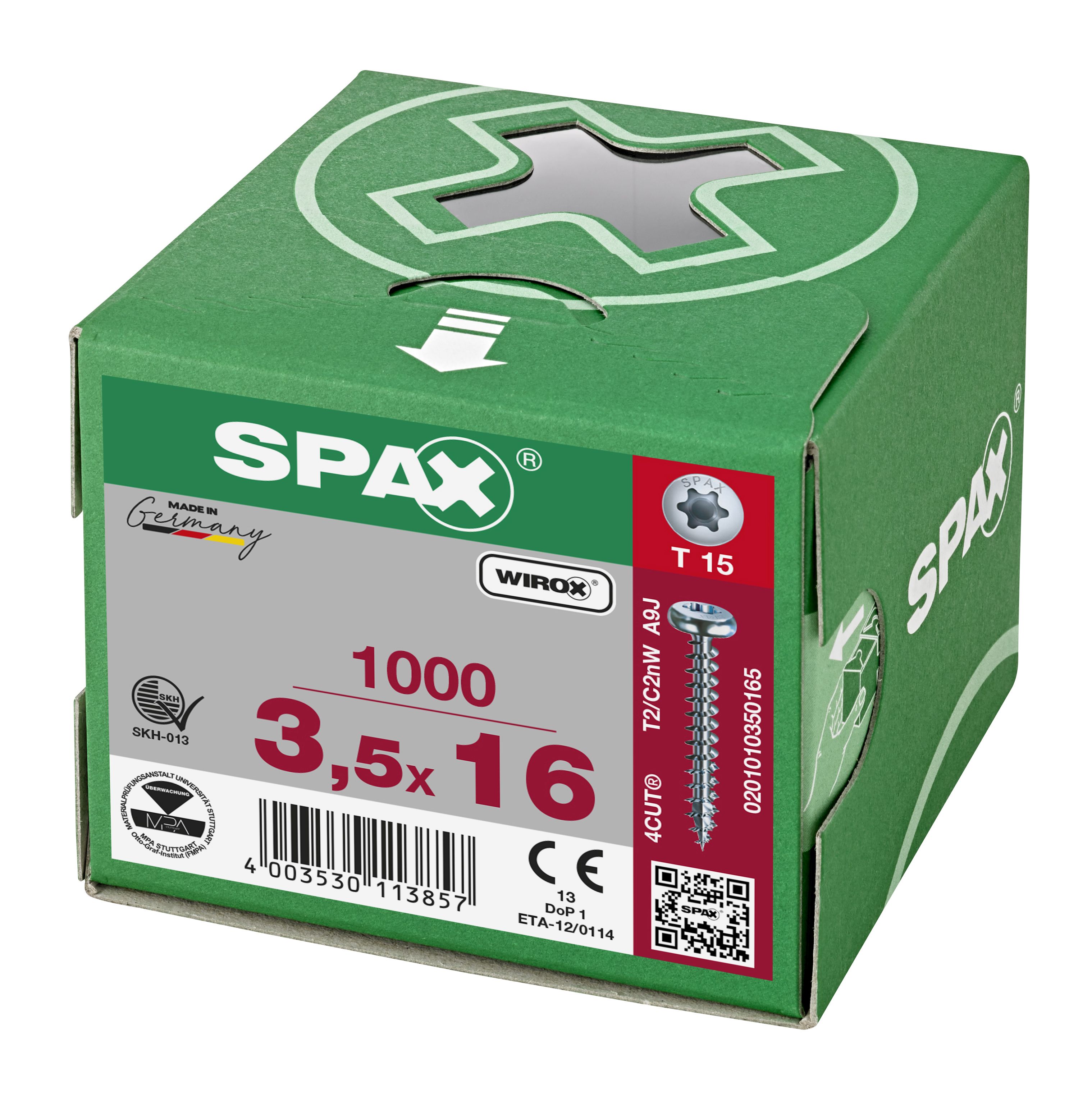 CABEZA REDONDA SPAX T-STAR PLUS T15 ROSCA COMPLETA WIROX 1000 UD.