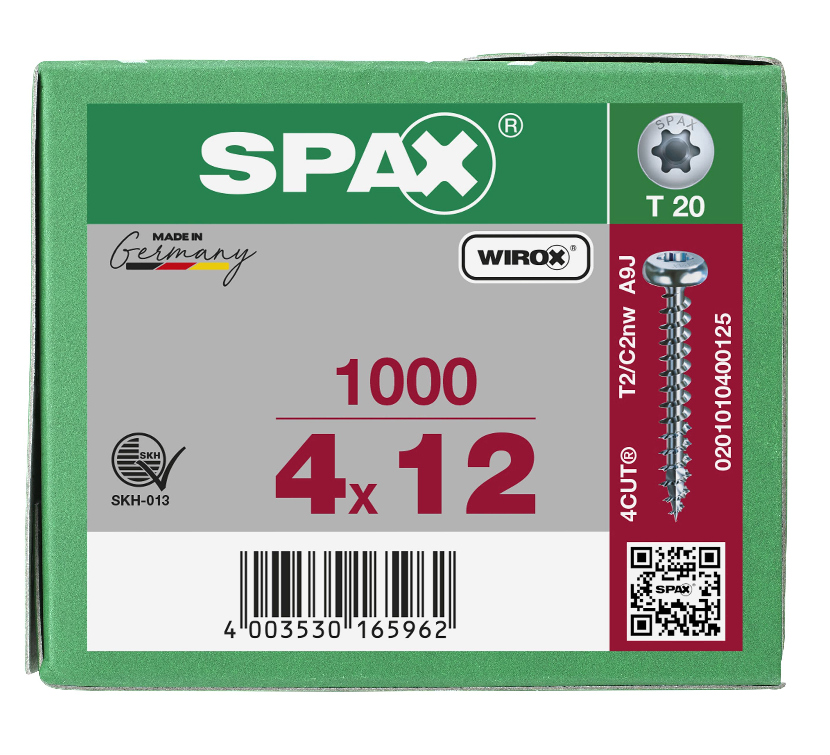 CABEZA REDONDA SPAX T-STAR PLUS T20 ROSCA COMPLETA WIROX 1000 UD.