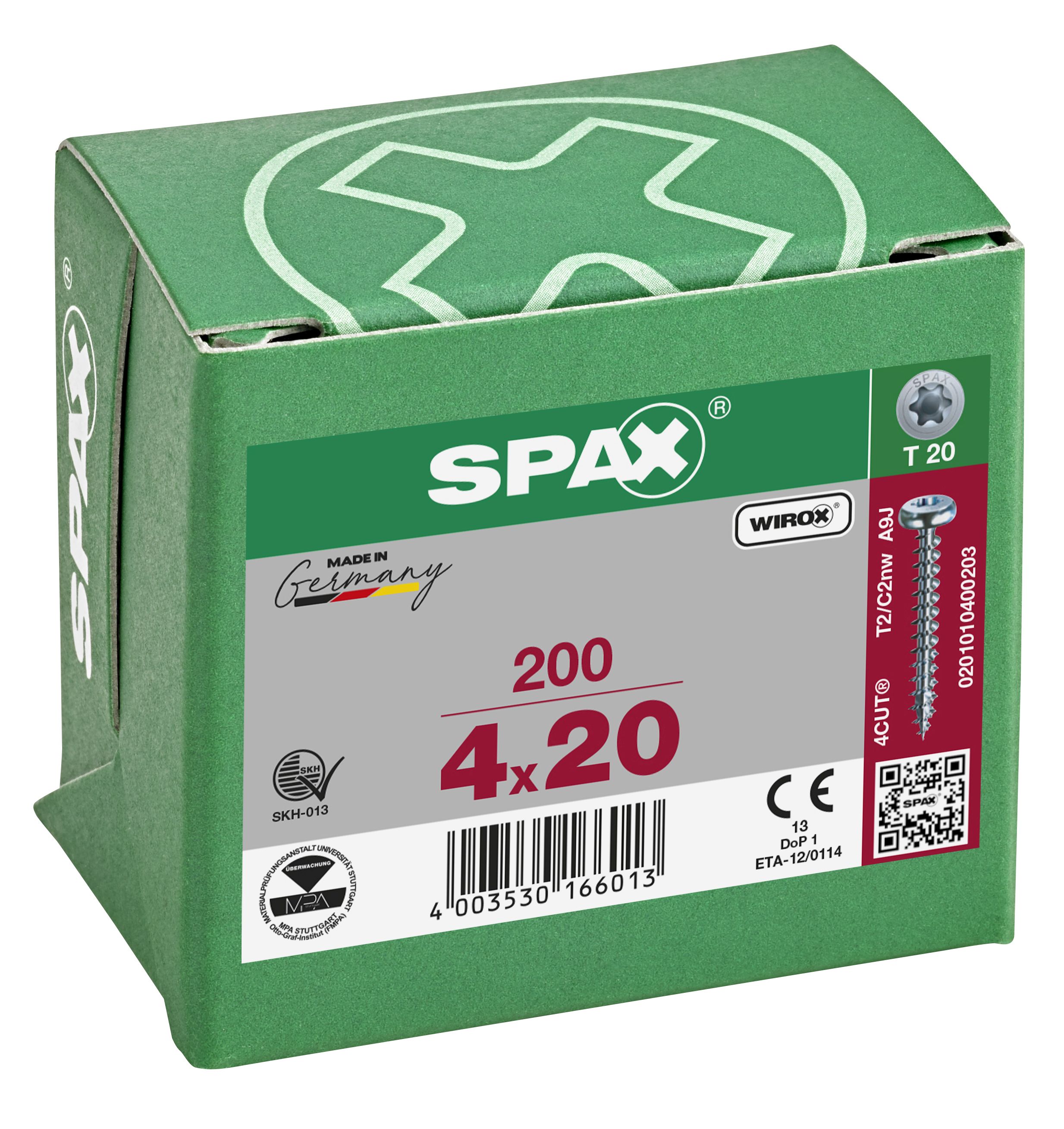 CABEZA REDONDA SPAX T-STAR PLUS T20 ROSCA COMPLETA WIROX 200 UD.