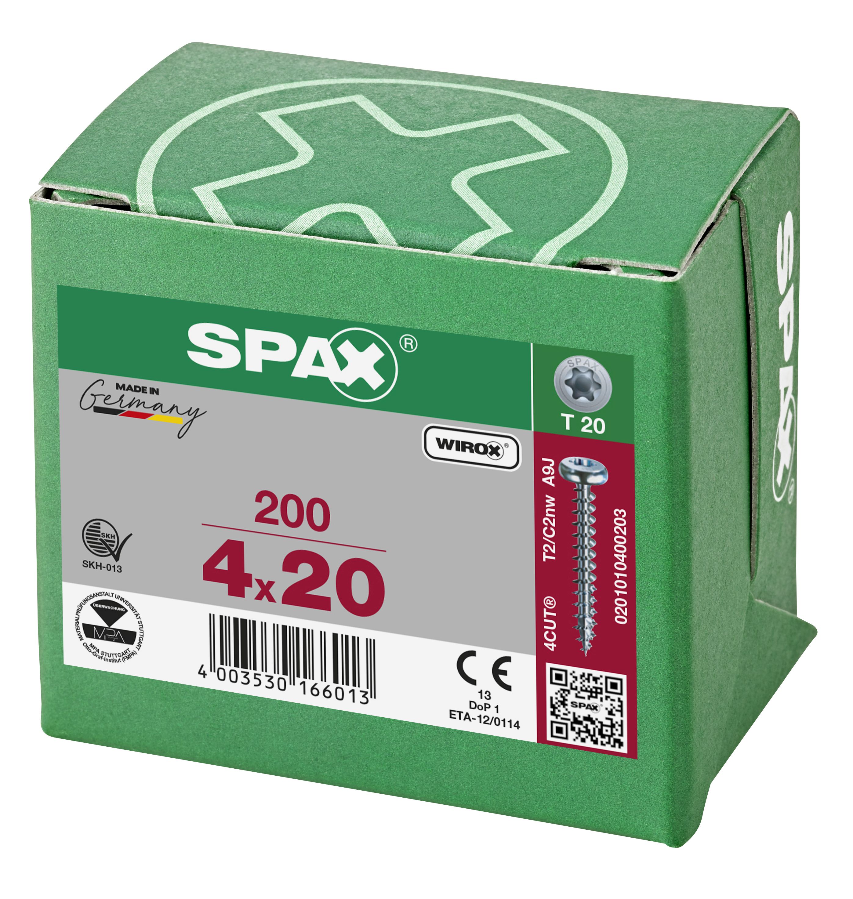 CABEZA REDONDA SPAX T-STAR PLUS T20 ROSCA COMPLETA WIROX 200 UD.