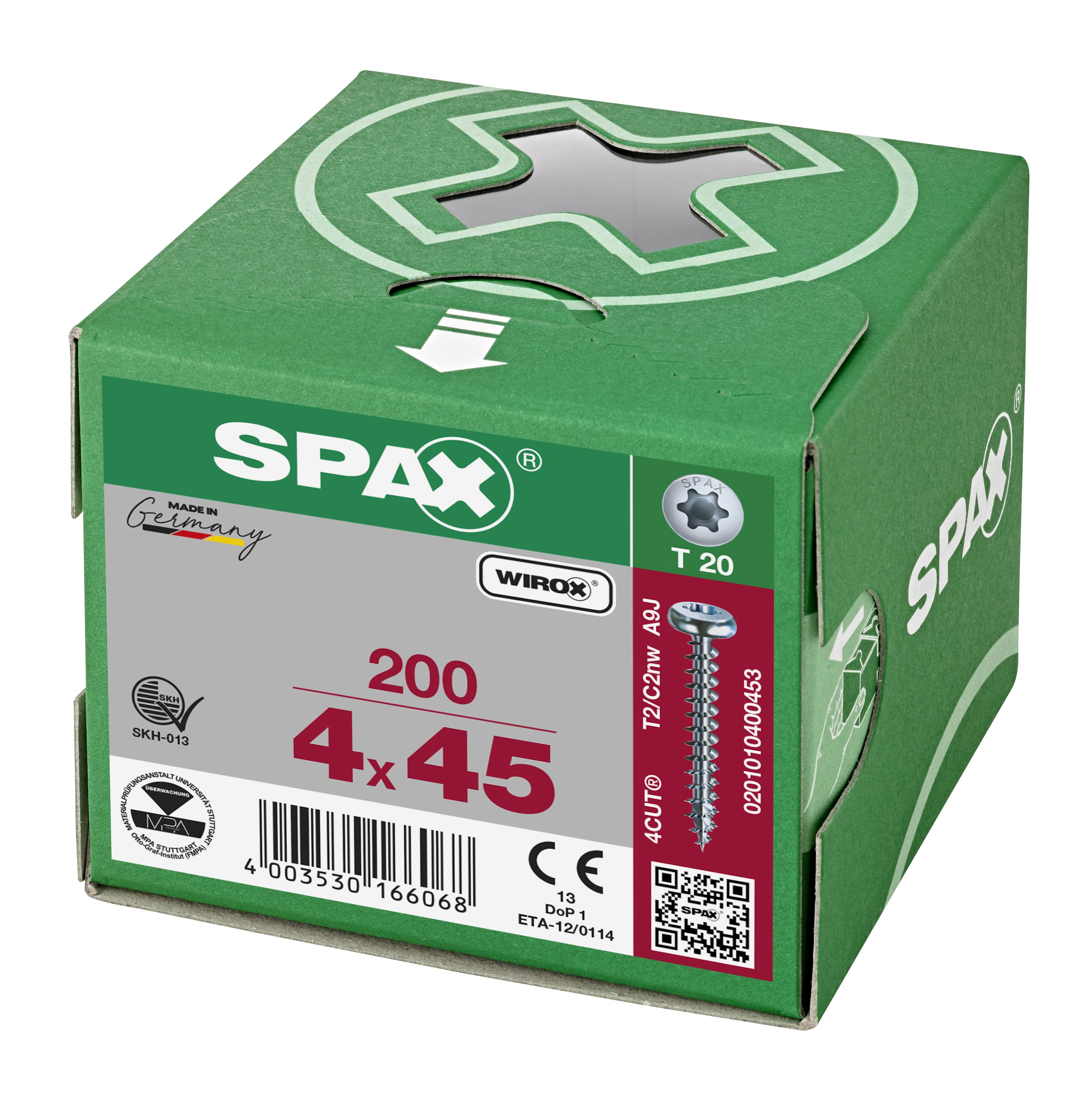 CABEZA REDONDA SPAX T-STAR PLUS T20 ROSCA COMPLETA WIROX 200 UD.