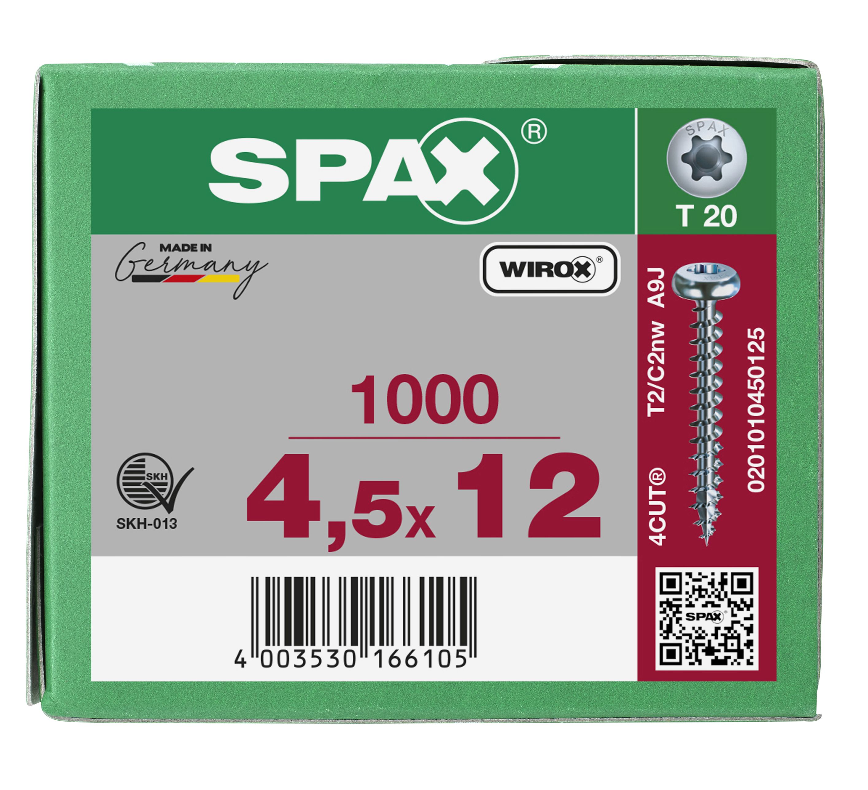 CABEZA REDONDA SPAX T-STAR PLUS T20 ROSCA COMPLETA WIROX 1000 UD.