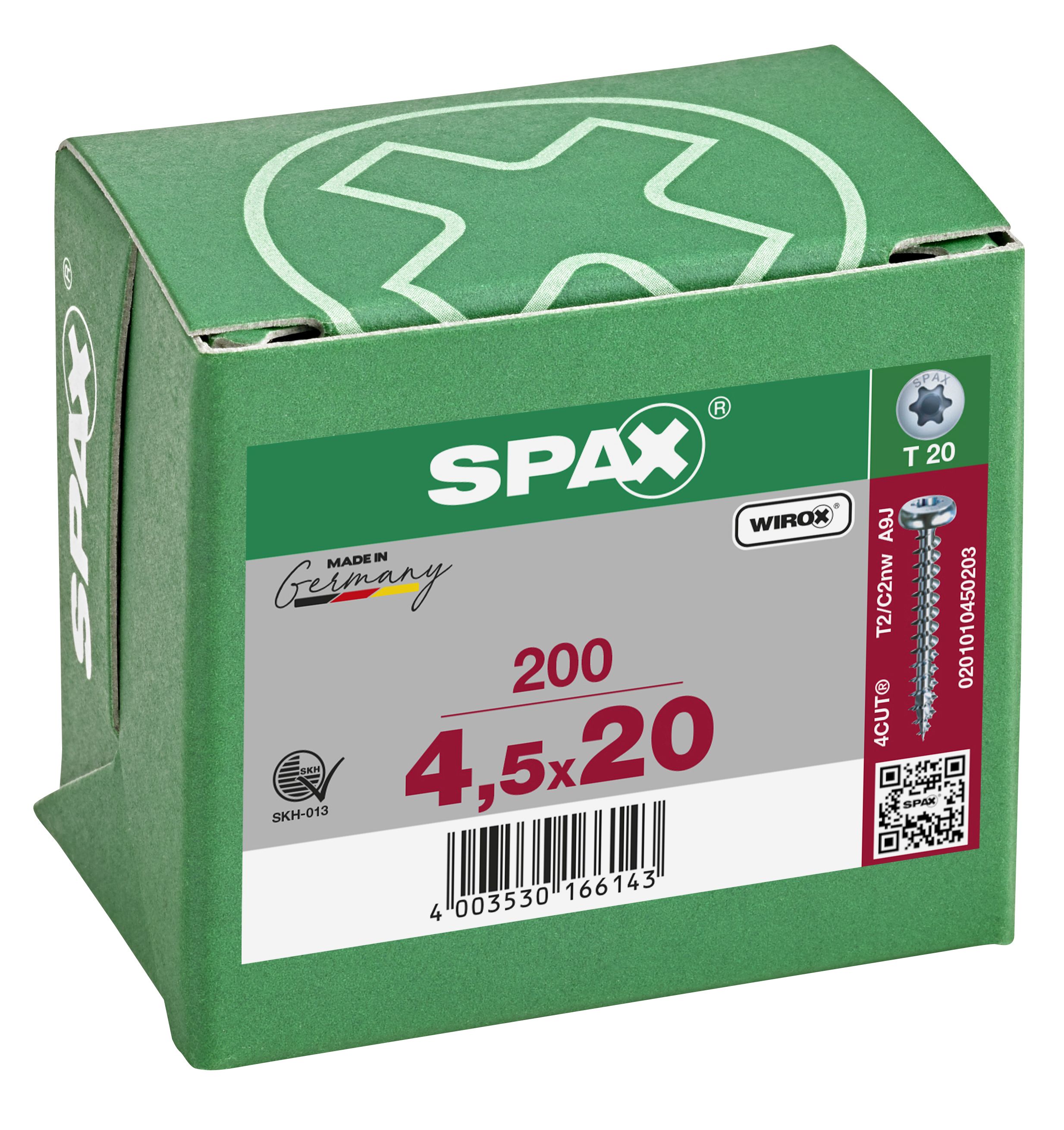 CABEZA REDONDA SPAX T-STAR PLUS T20 ROSCA COMPLETA WIROX 200 UD.