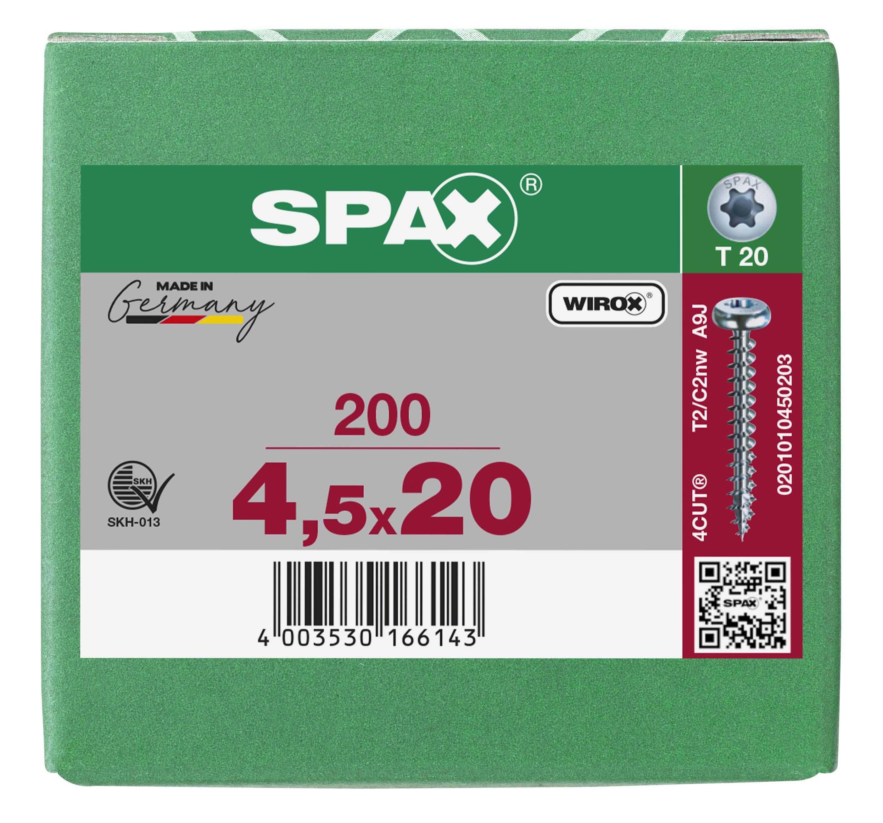 CABEZA REDONDA SPAX T-STAR PLUS T20 ROSCA COMPLETA WIROX 200 UD.