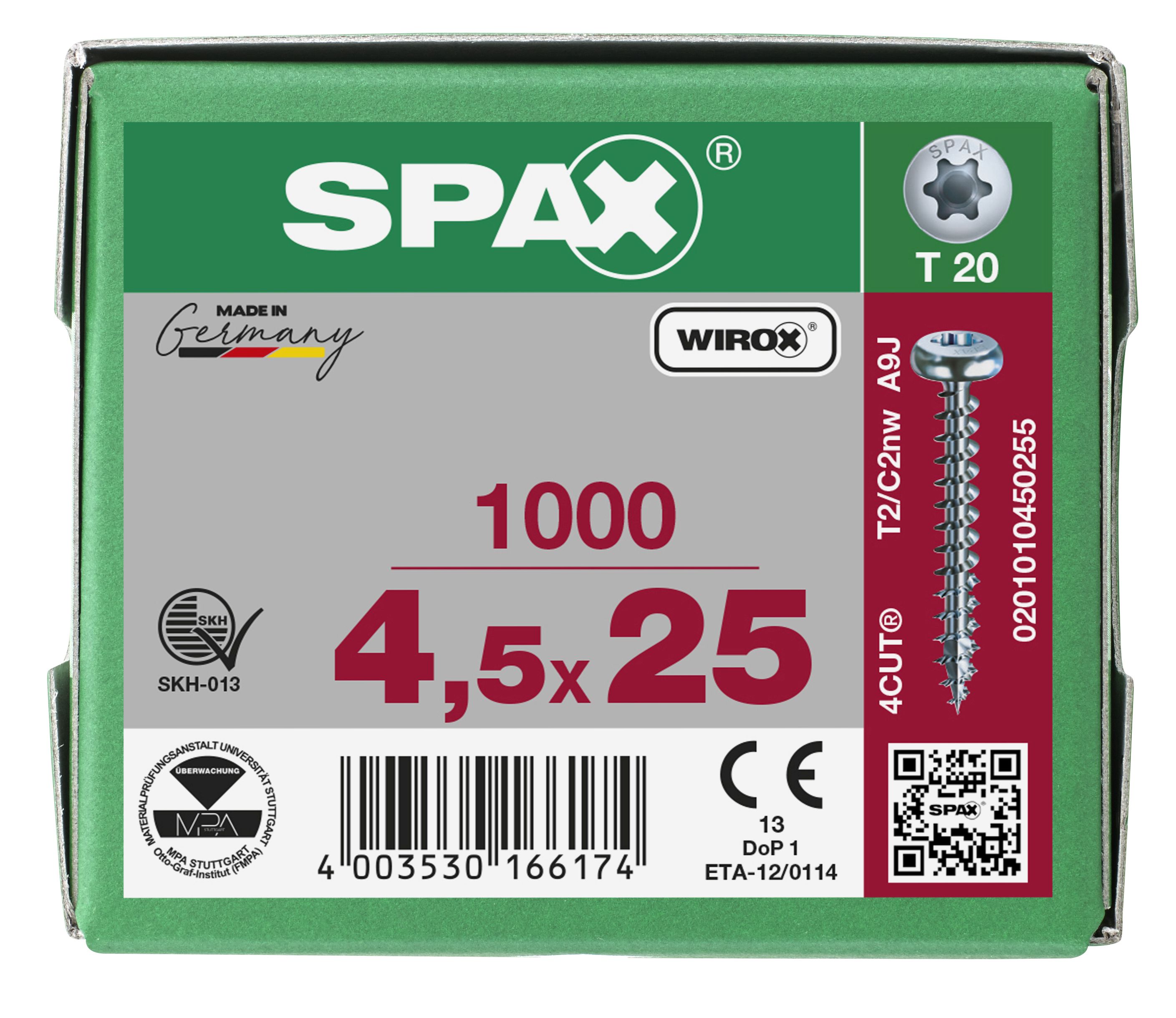 CABEZA REDONDA SPAX T-STAR PLUS T20 ROSCA COMPLETA WIROX 1000 UD.