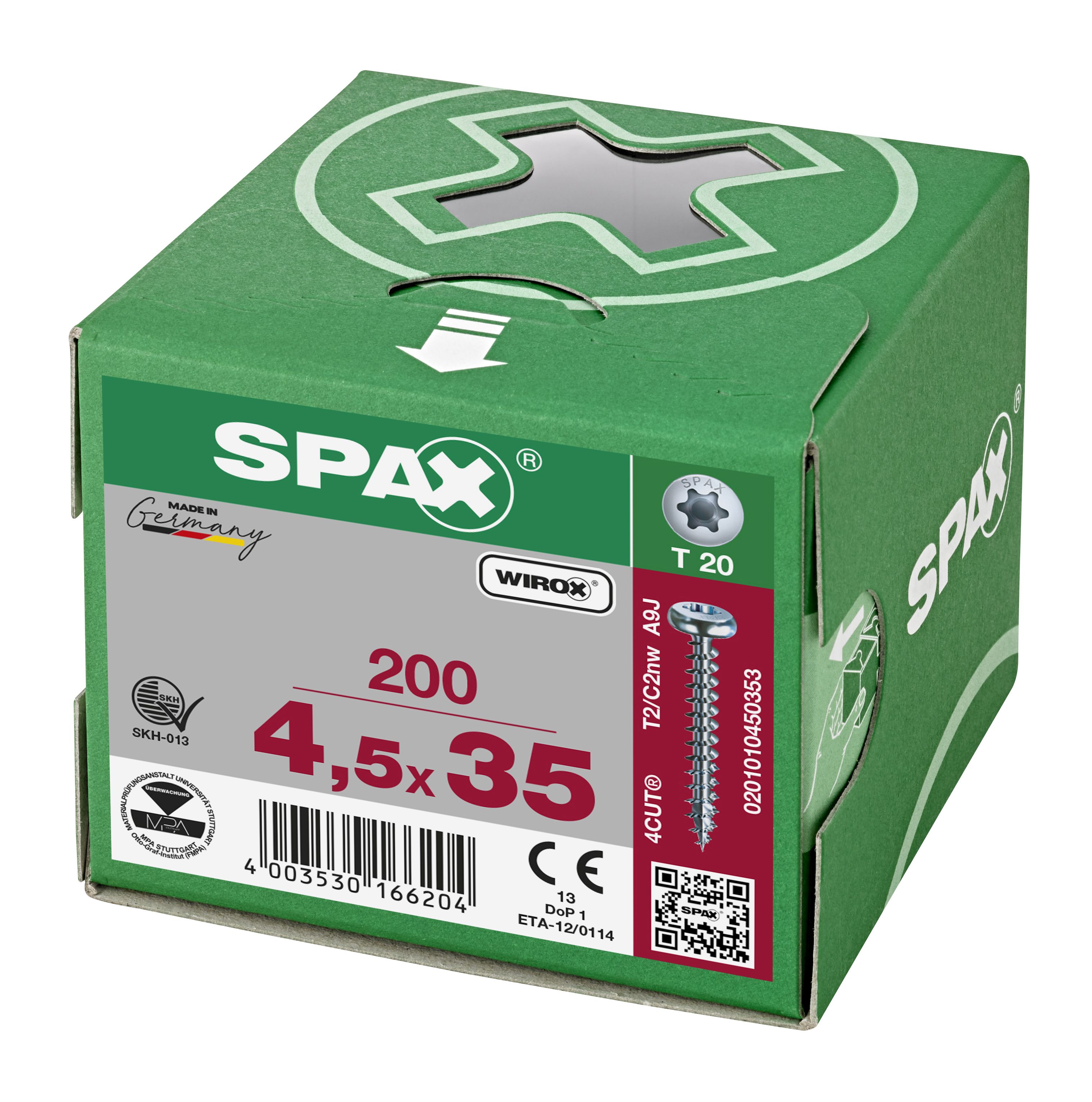 CABEZA REDONDA SPAX T-STAR PLUS T20 ROSCA COMPLETA WIROX 200 UD.