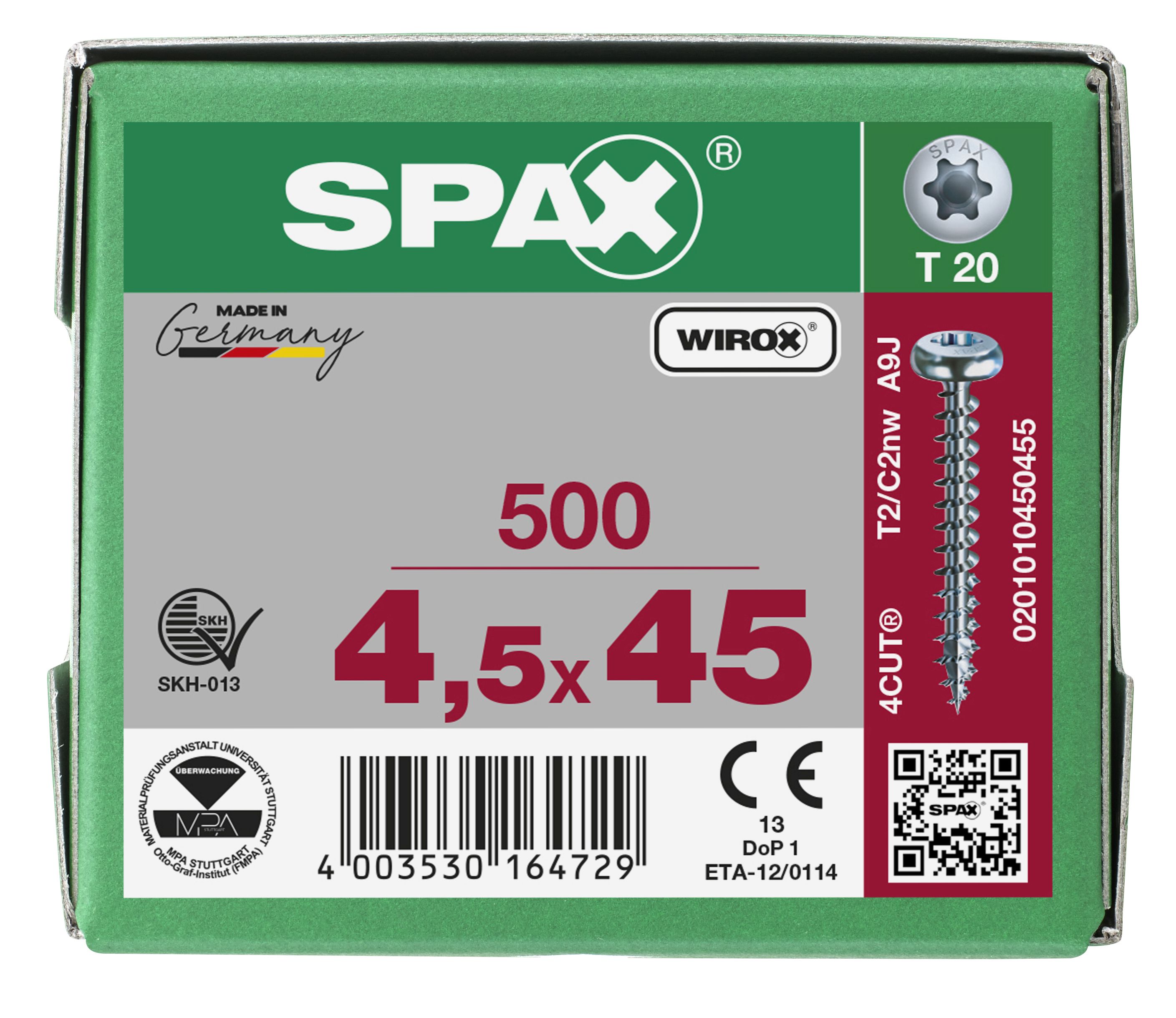 CABEZA REDONDA SPAX T-STAR PLUS T20 ROSCA COMPLETA WIROX 500 UD.