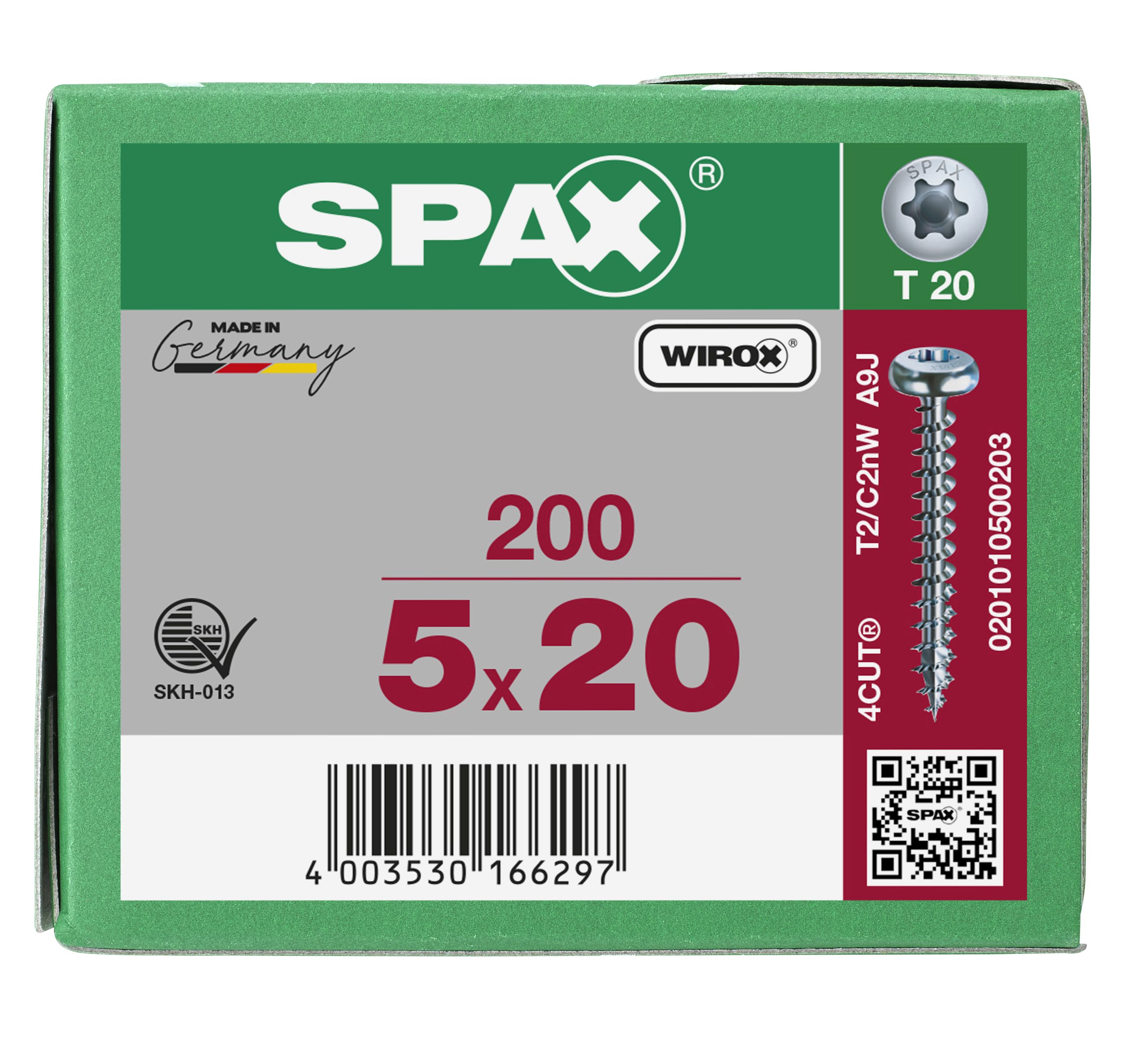 CABEZA REDONDA SPAX T-STAR PLUS T20 ROSCA COMPLETA WIROX 200 UD.