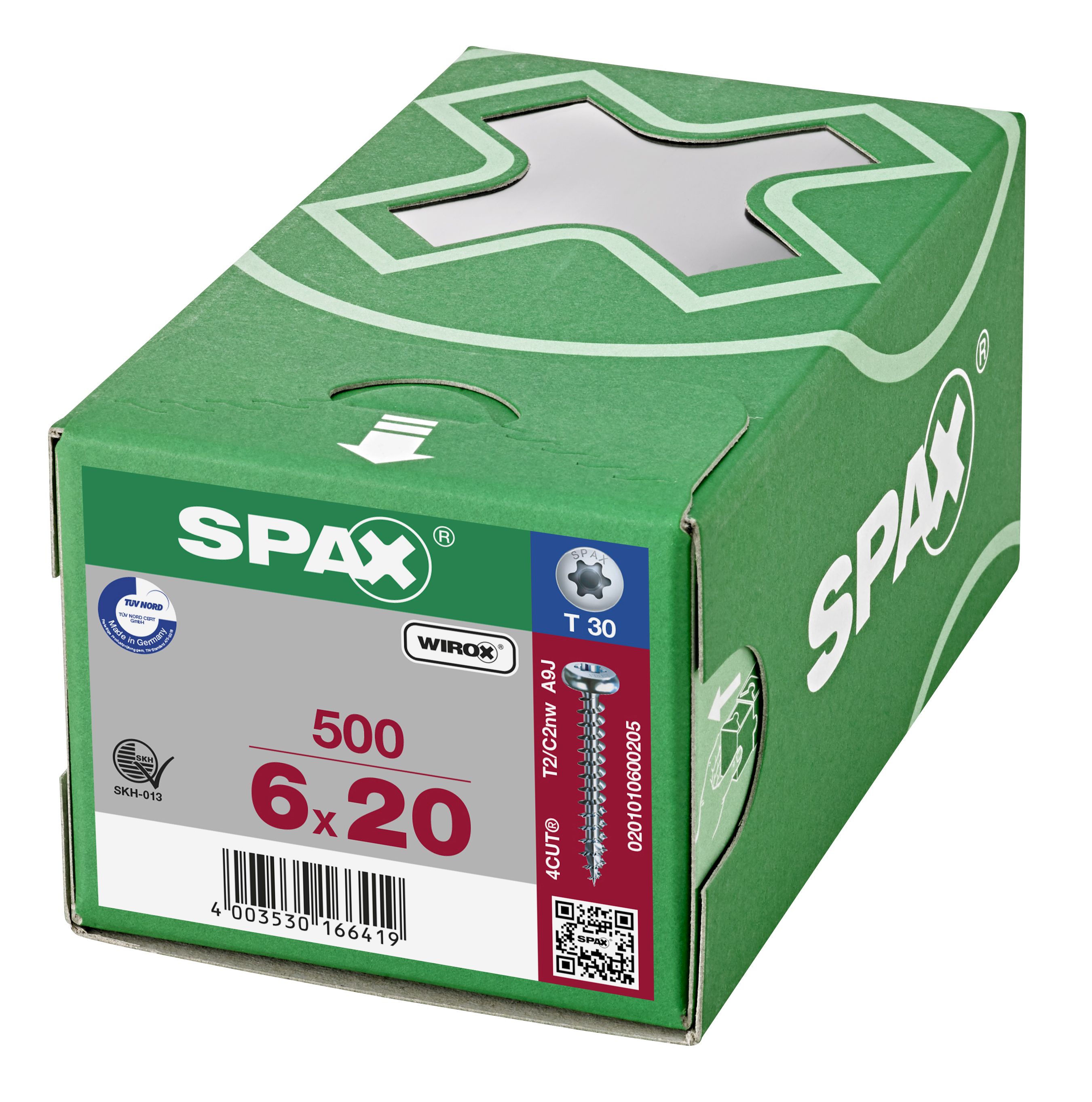 CABEZA REDONDA SPAX T-STAR PLUS T30 ROSCA COMPLETA WIROX 500 UD.