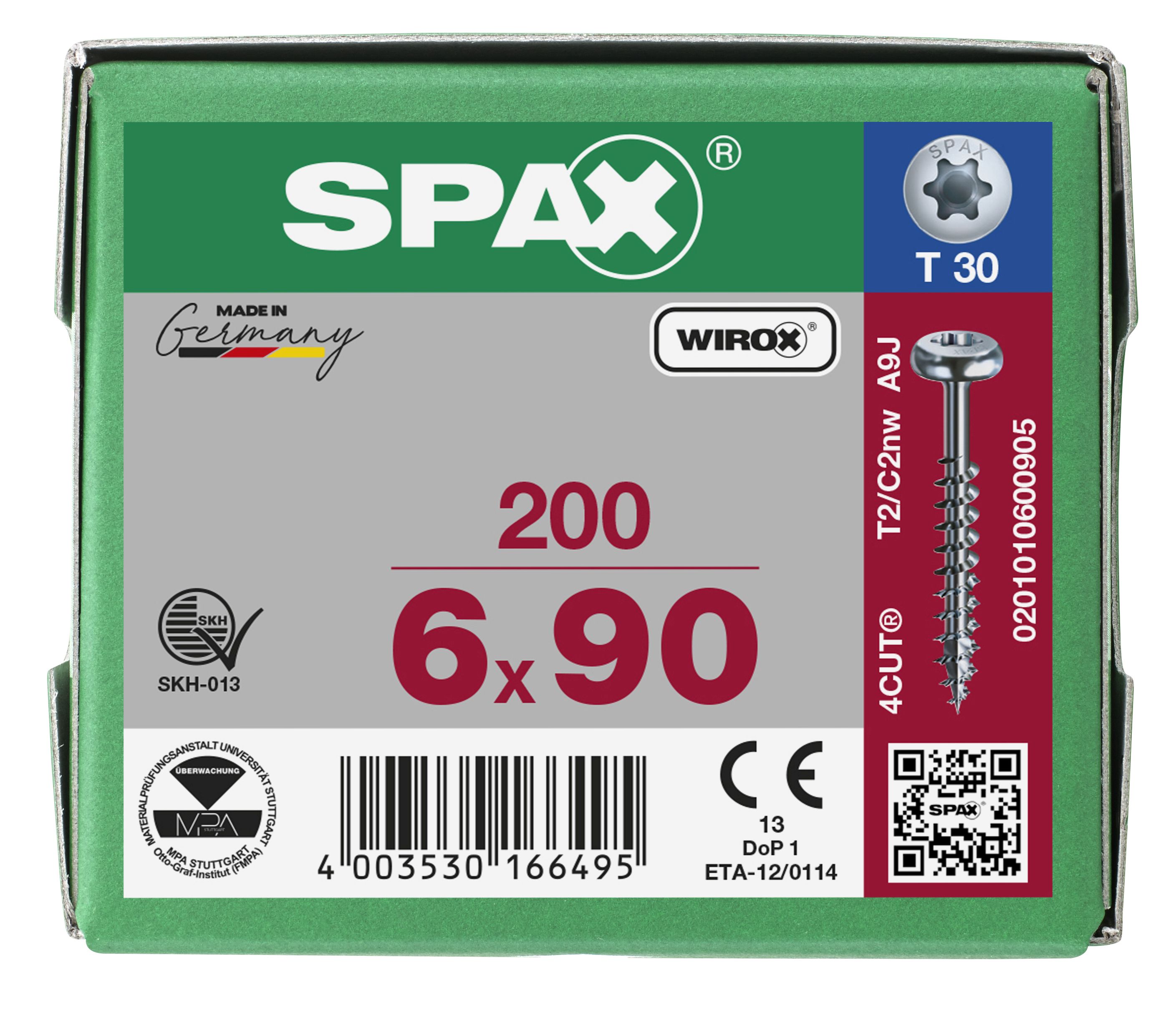 CABEZA REDONDA SPAX T-STAR PLUS T30 ROSCA PARCIAL WIROX 200 UD.