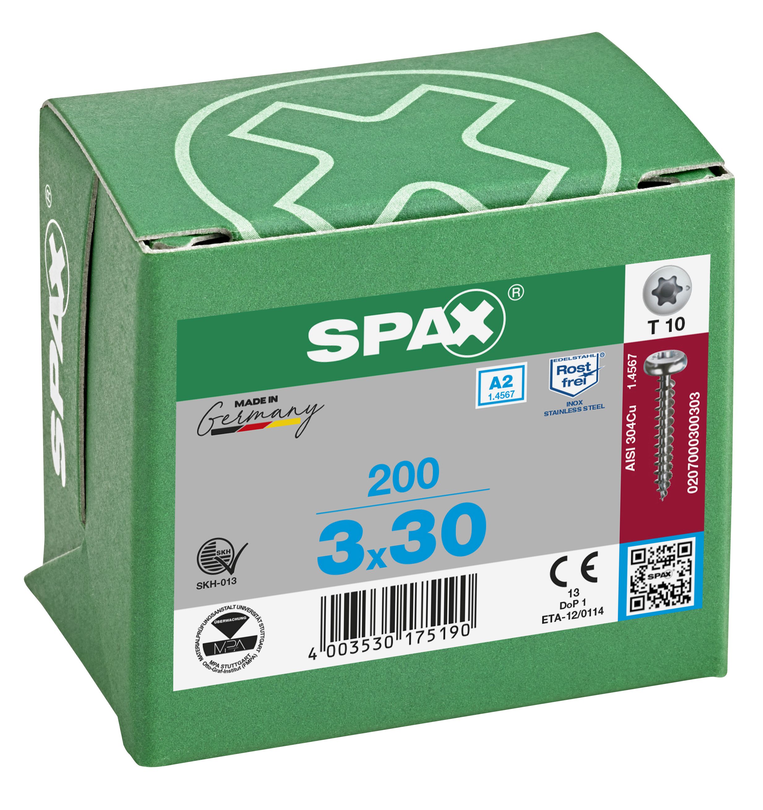 CABEZA REDONDA SPAX-S A2 T-STAR PLUS T10 ROSCA COMPLETA 200 UD.
