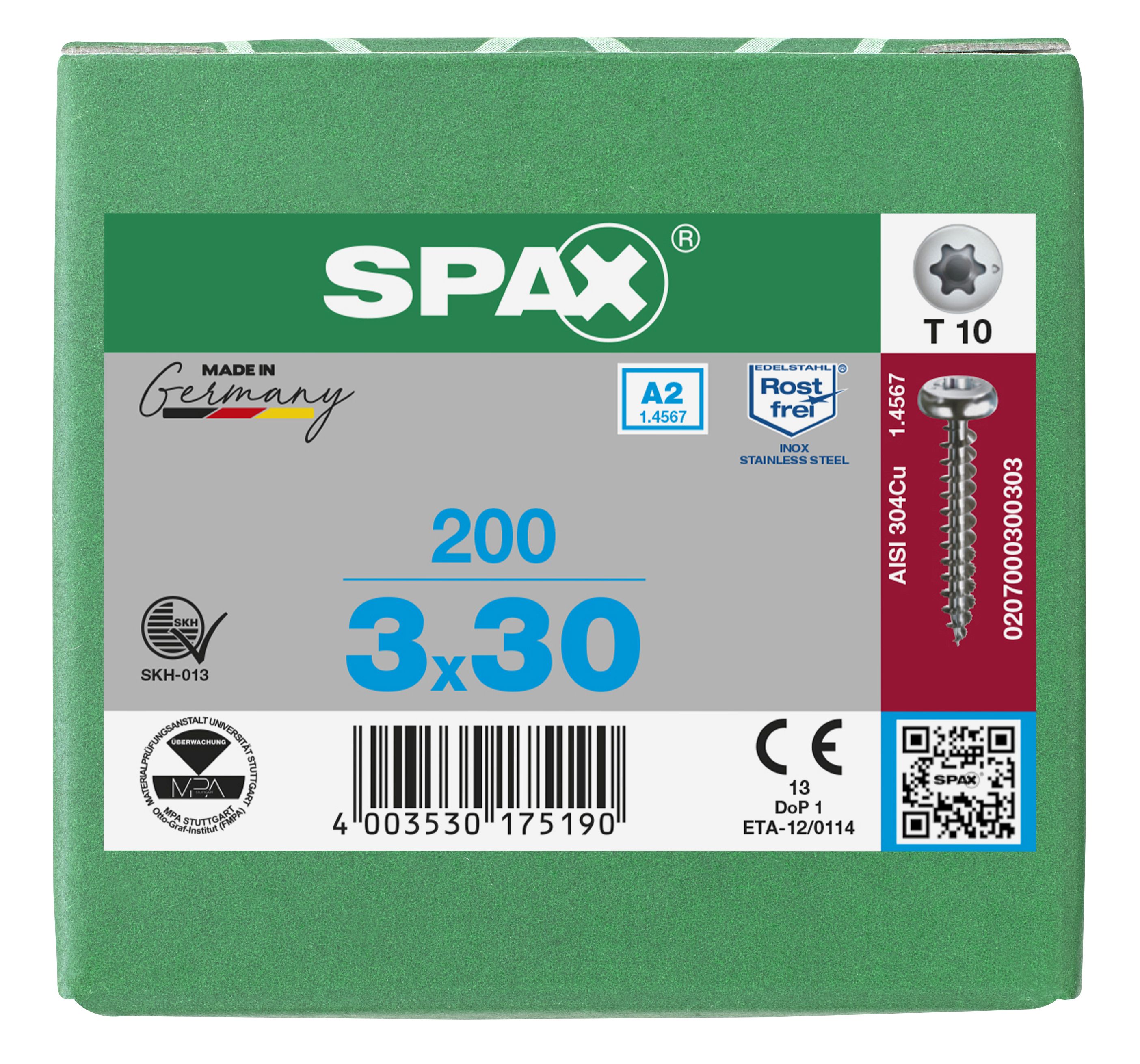 CABEZA REDONDA SPAX-S A2 T-STAR PLUS T10 ROSCA COMPLETA 200 UD.