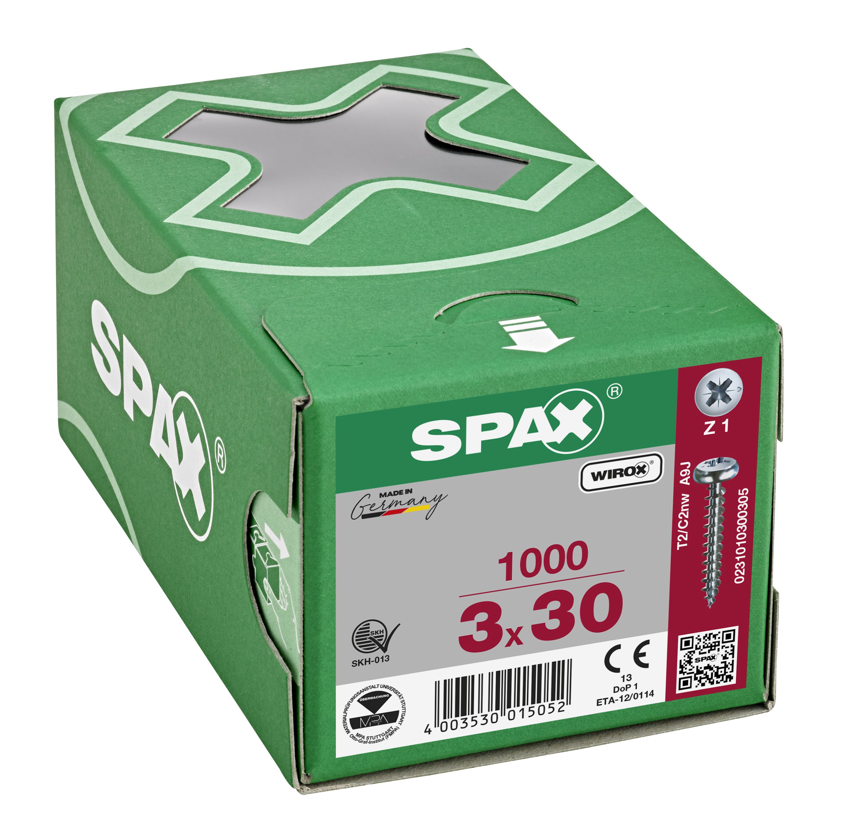 CABEZA REDONDA SPAX-S RANURA EN CRUZ Z1 ROSCA COMPLETA WIROX 1000 UD.
