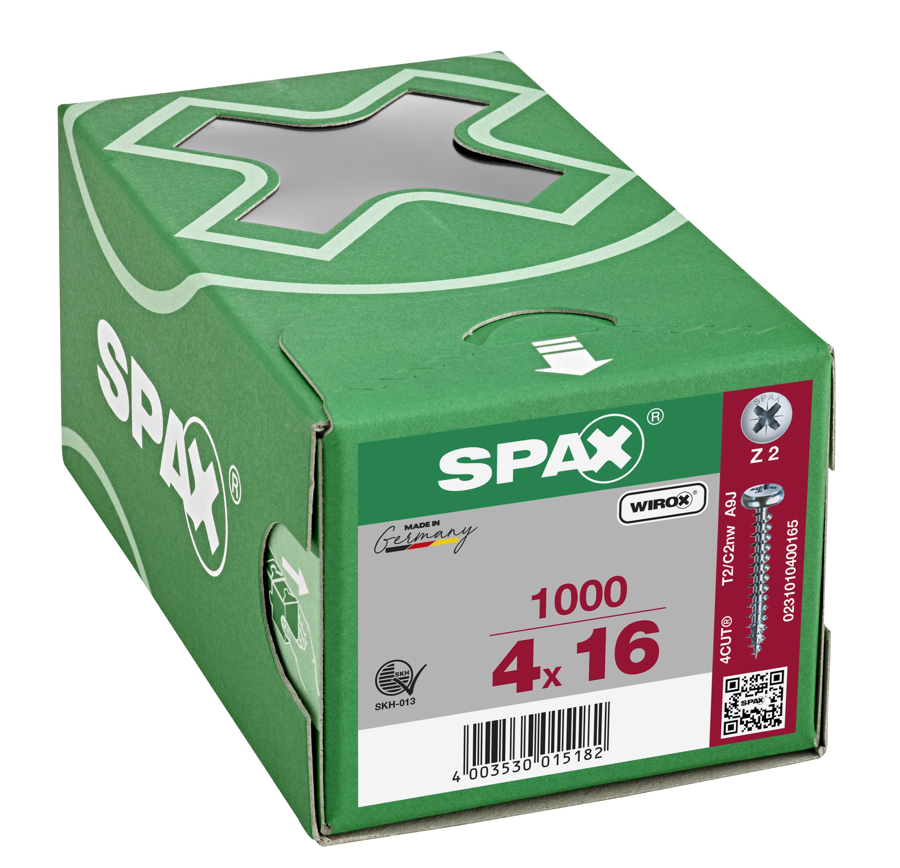 CABEZA REDONDA SPAX RANURA EN CRUZ Z2 ROSCA COMPLETA WIROX 1000 UD.