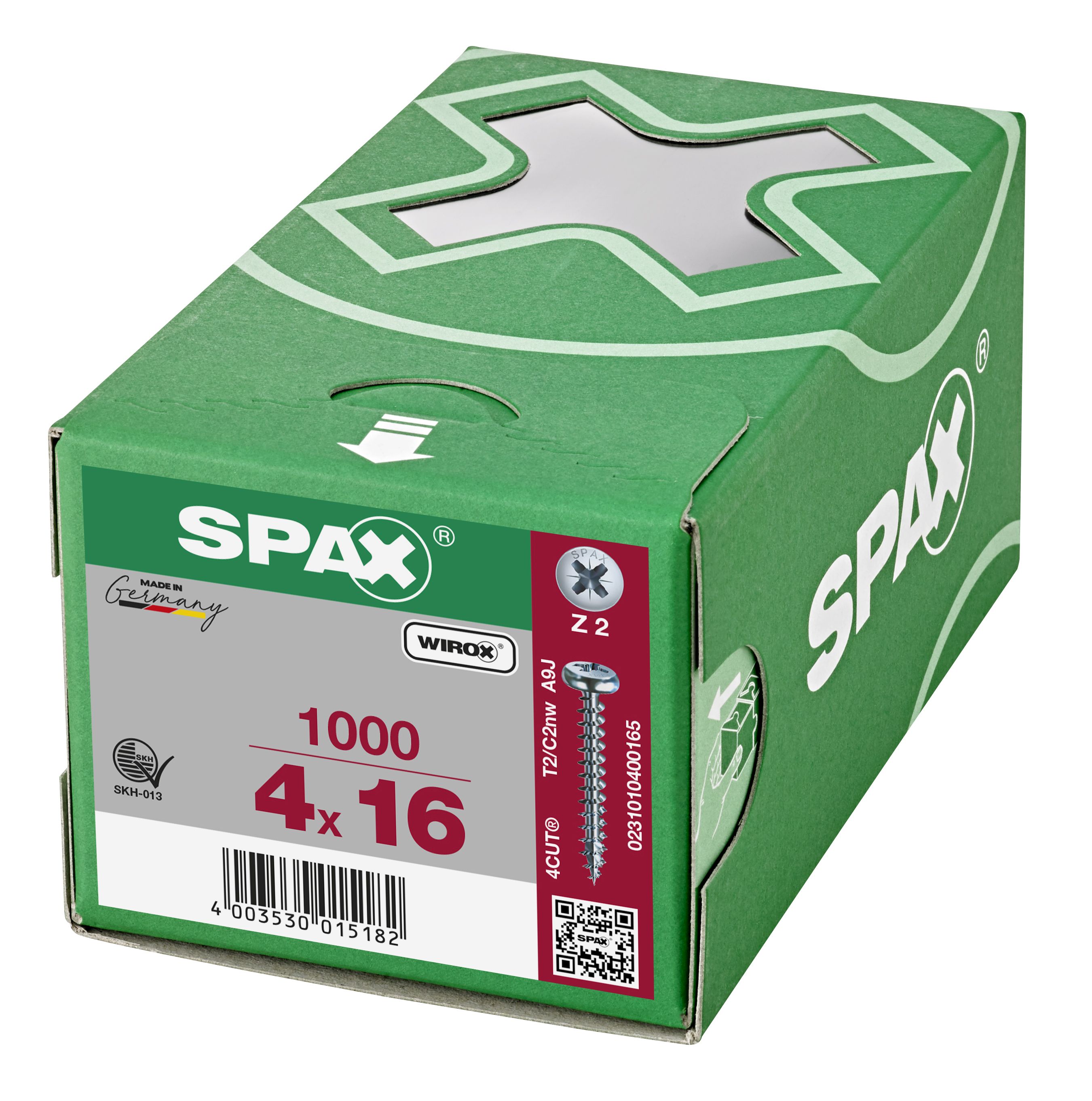 CABEZA REDONDA SPAX RANURA EN CRUZ Z2 ROSCA COMPLETA WIROX 1000 UD.