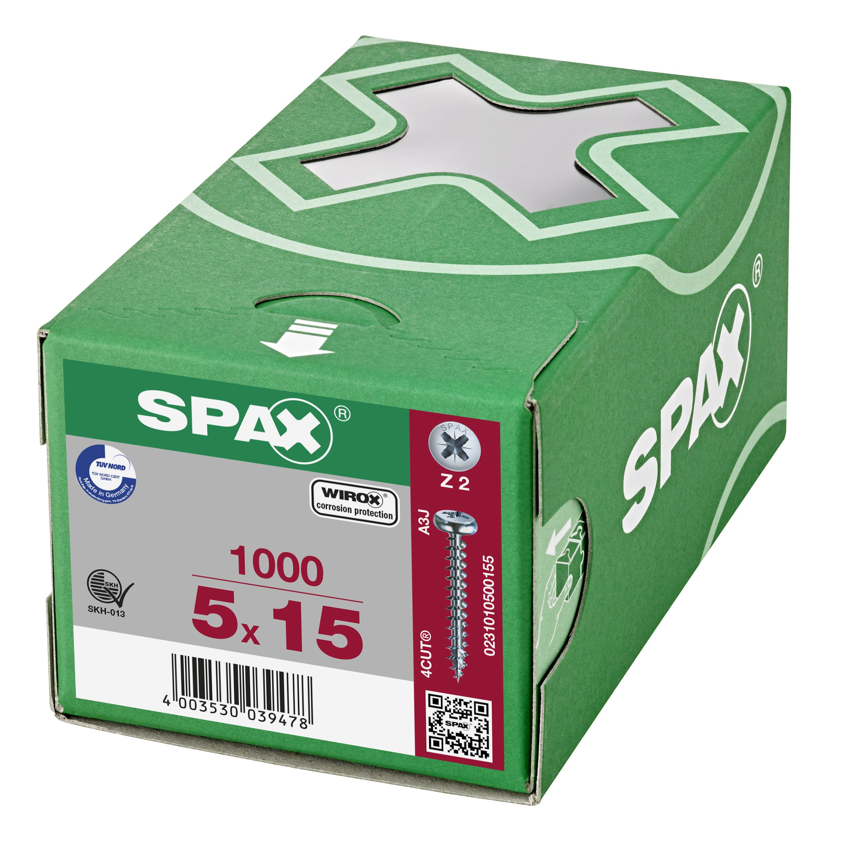 CABEZA REDONDA SPAX RANURA EN CRUZ Z2 ROSCA COMPLETA WIROX 1000 UD.