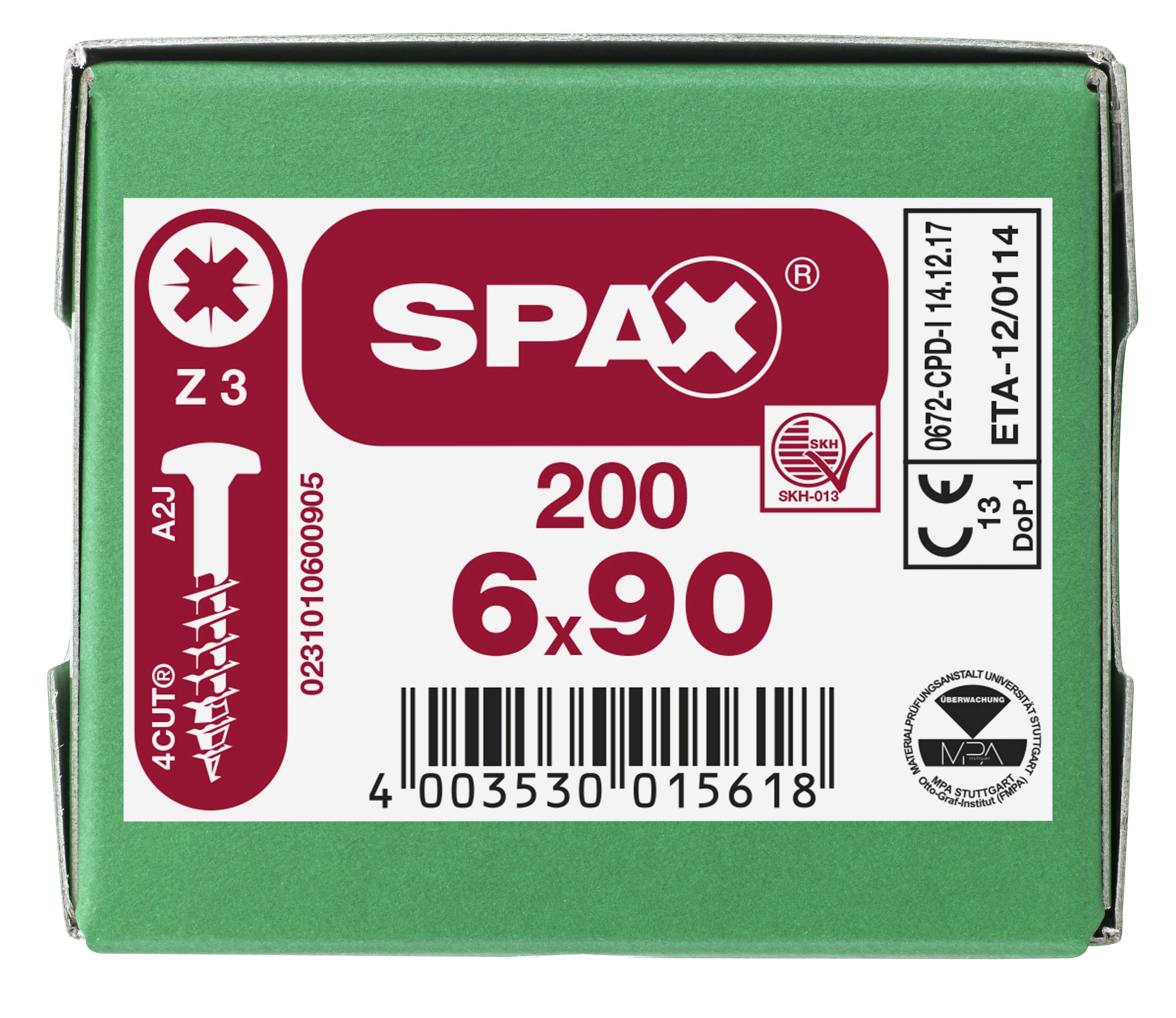 CABEZA REDONDA SPAX RANURA EN CRUZ Z3 ROSCA PARCIAL GALVANIZADO 200 UD.