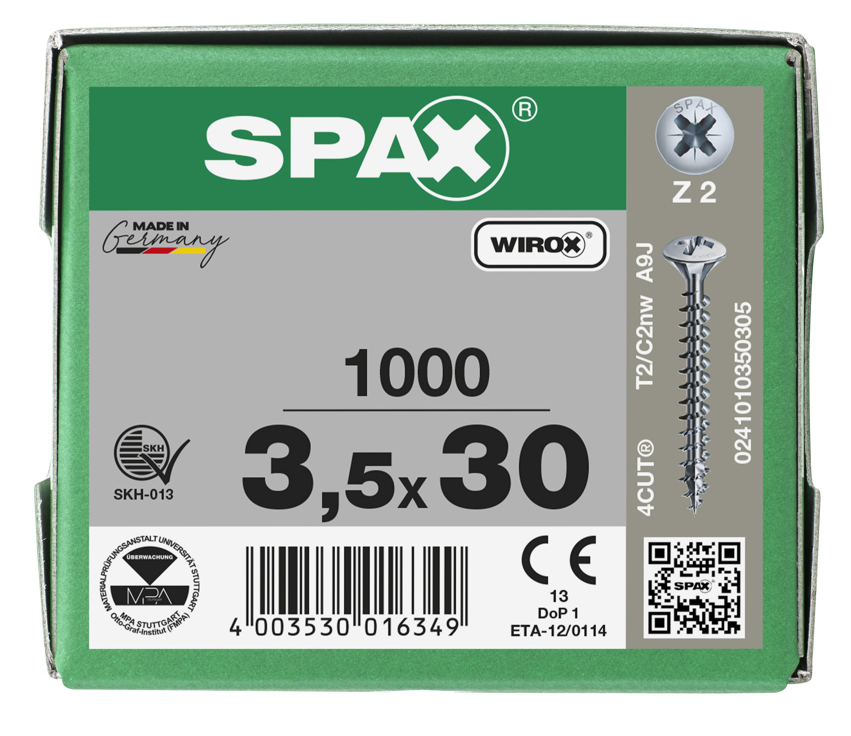 CABEZA MÚLTIPLE GOTA DE SEBO SPAX NERVIOS DE FRENADO Z2 ROSCA COMPLETA WIROX 1000 UD.
